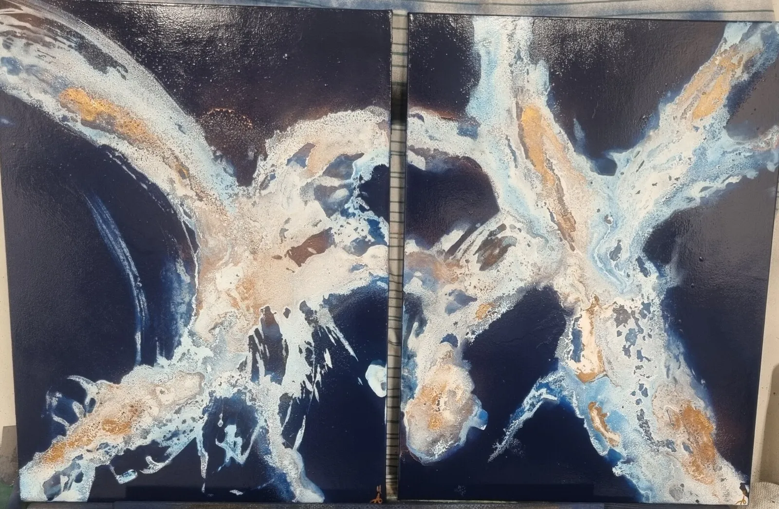 Akrylmålning Blue Abstract av Angelica Hammarlund