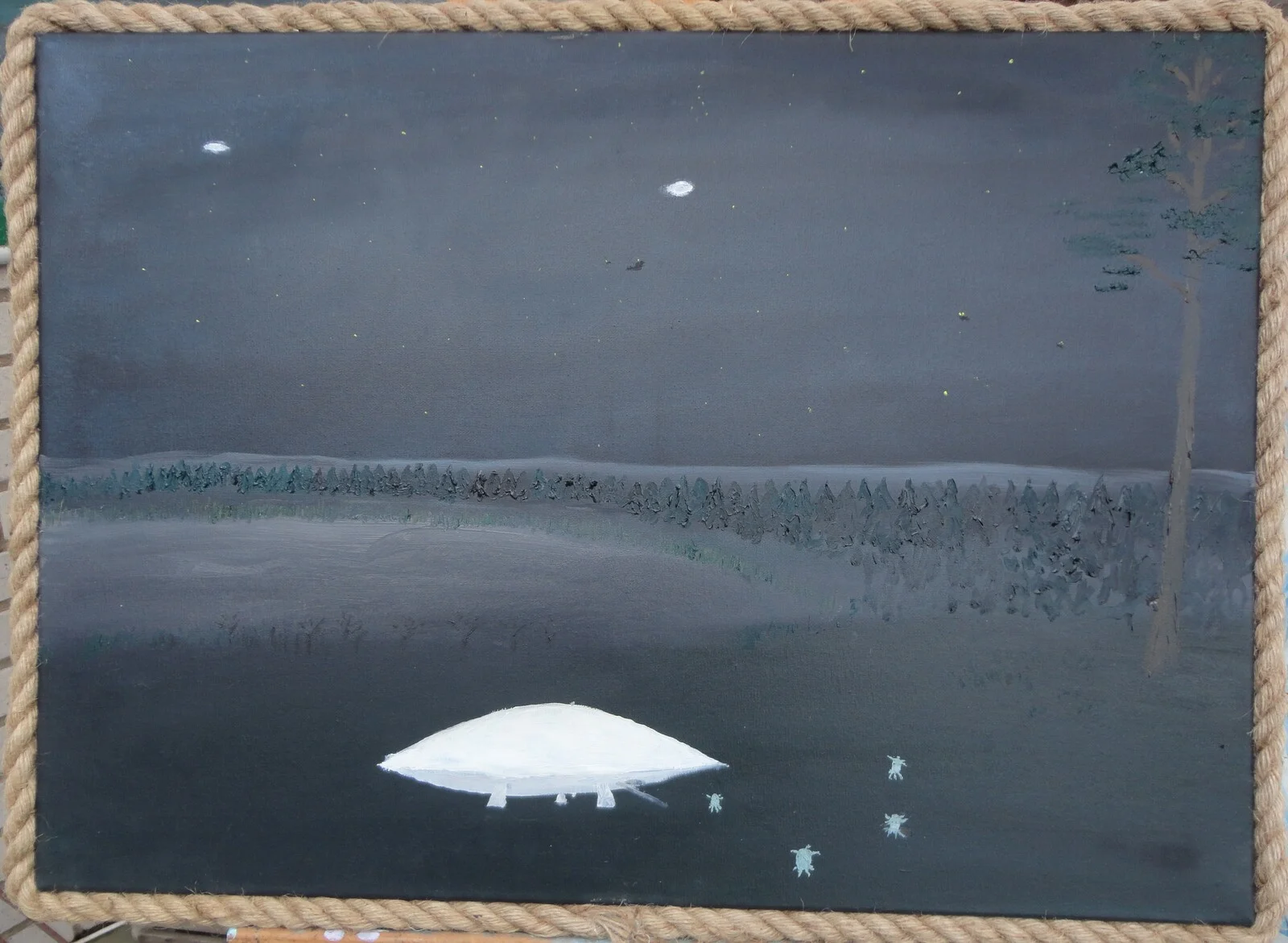 Oljemålning Landat rymdskepp av Rune Jakobsson