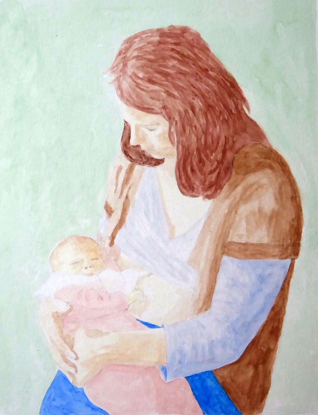 Akvarell Moderskap av Arne Thelander