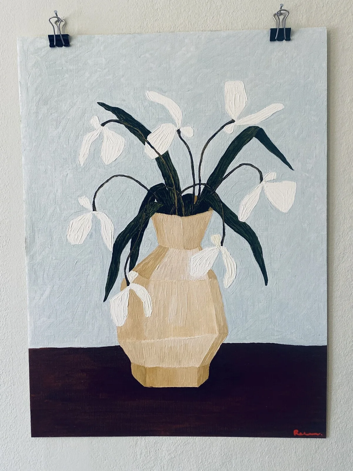 Oljemålning Kantig vas av Rebecka Hansson