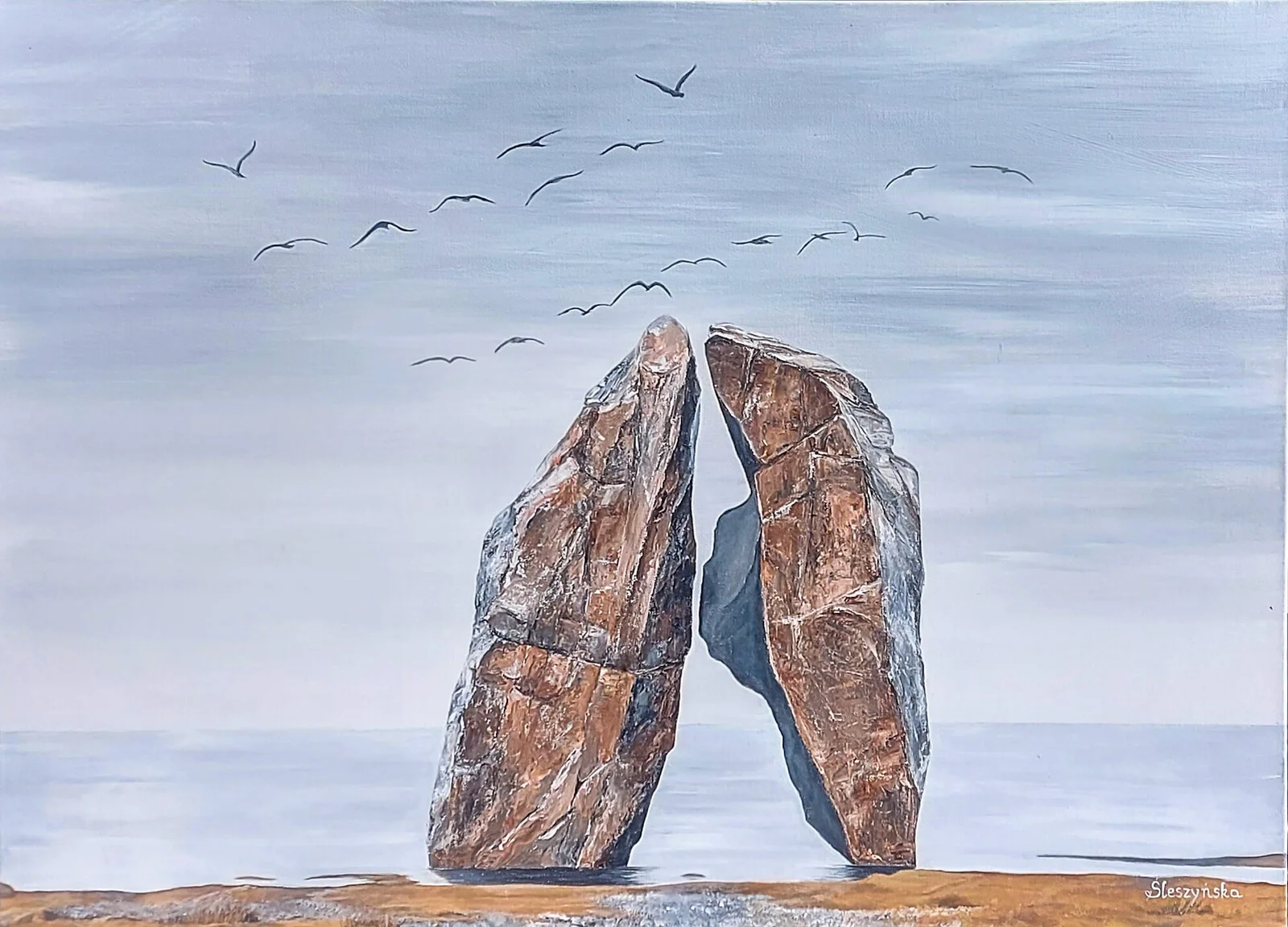 Akrylmålning Stenigt Ekot av Marlena Sleszynska