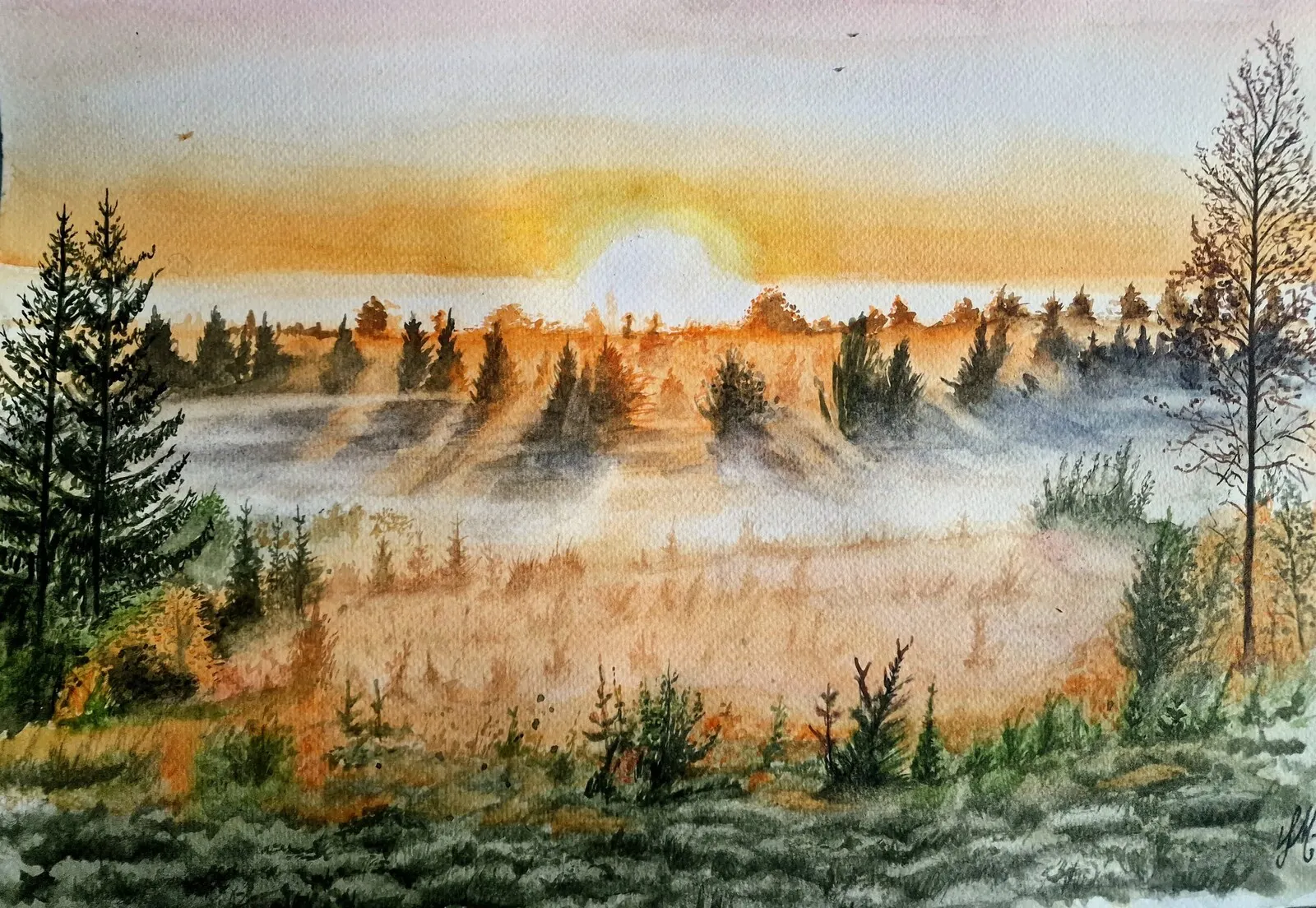Akvarell Explosive Horizon av Filip Macke