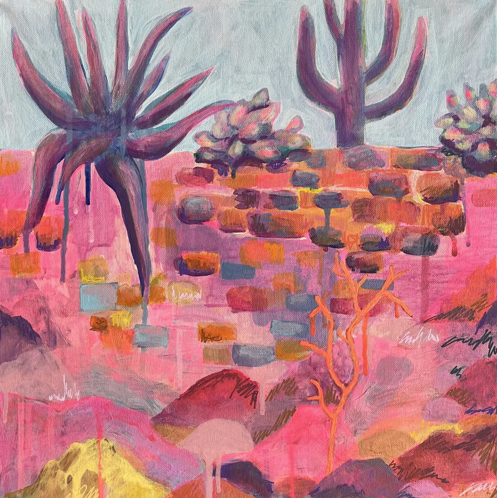 Akrylmålning Muren av Astrid Lind