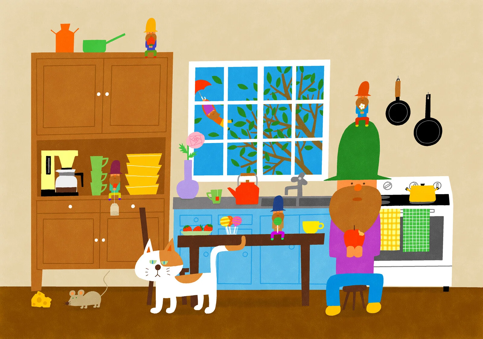 An old man and mini old men av Mika Ohmori