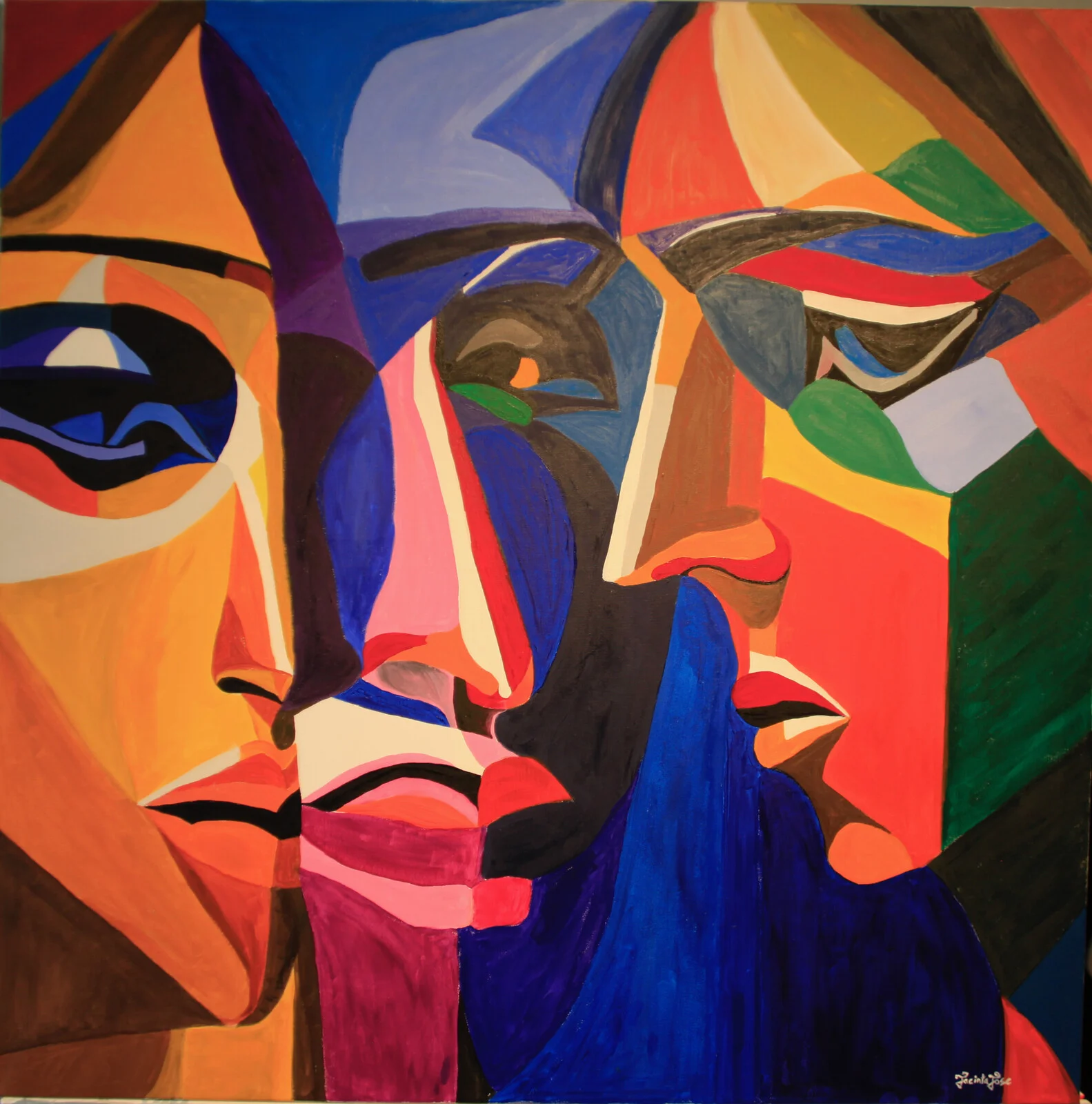 Akrylmålning Trio of Elegance av Jacinta Jose