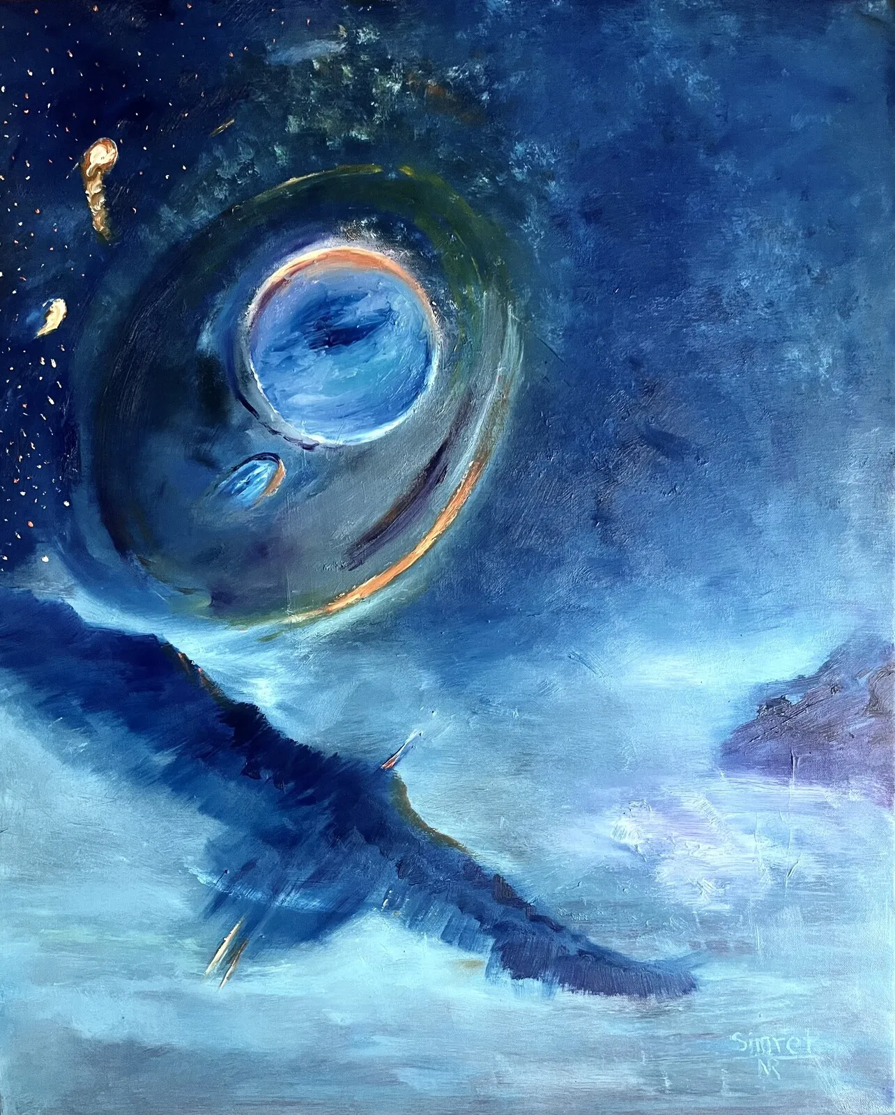 Oljemålning Blue Eagle av Simret Nebrin Rylander