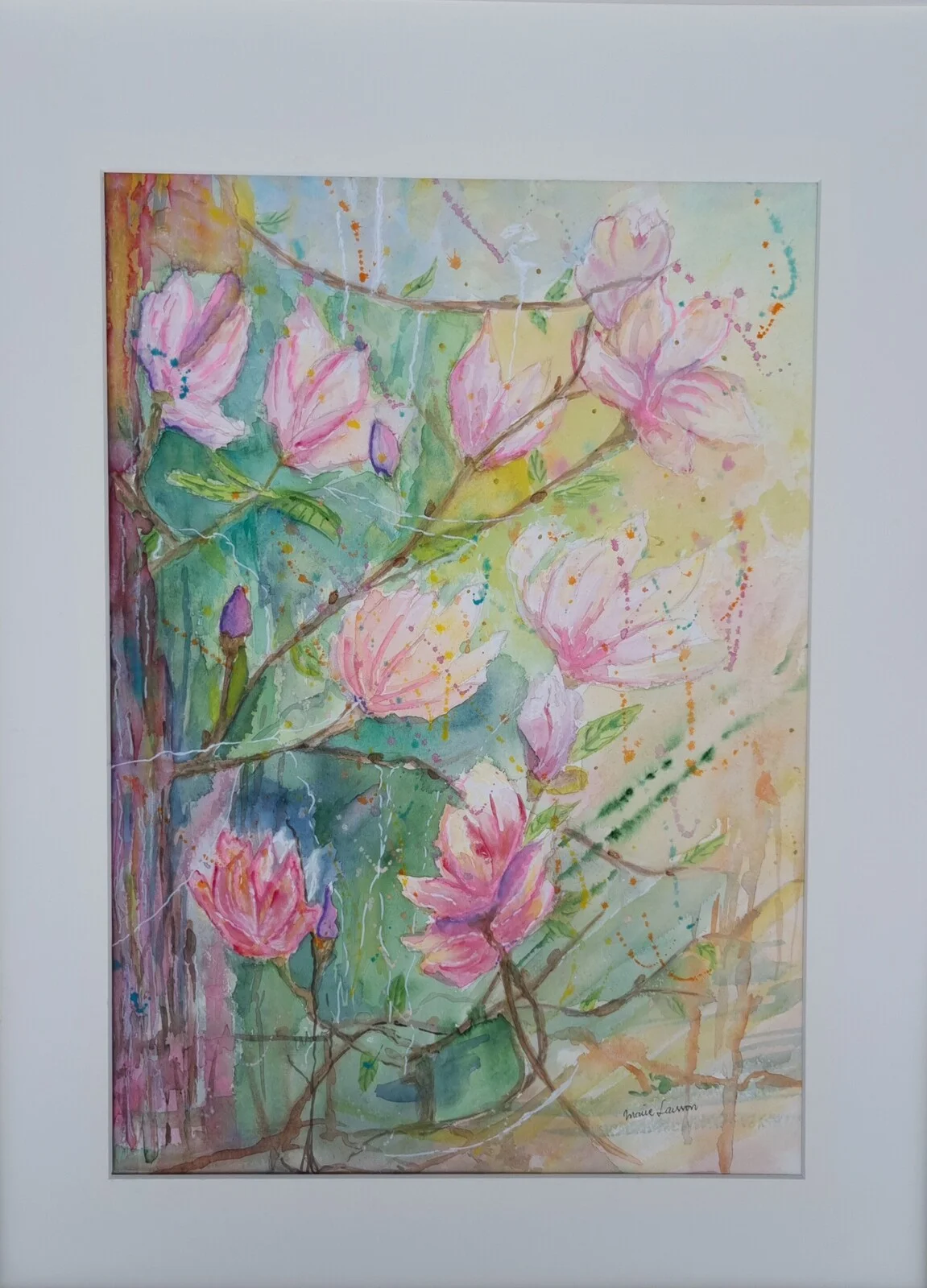 Akvarell Magnolia av Marie Larsson