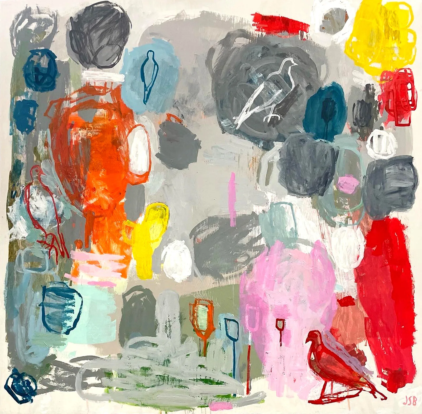 Akrylmålning Birds av Jenny Svenberg