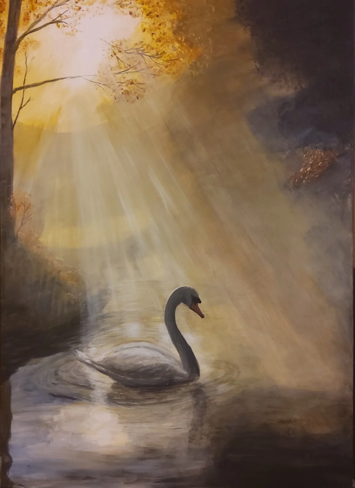 Akrylmålning Svanen av Eva Garami