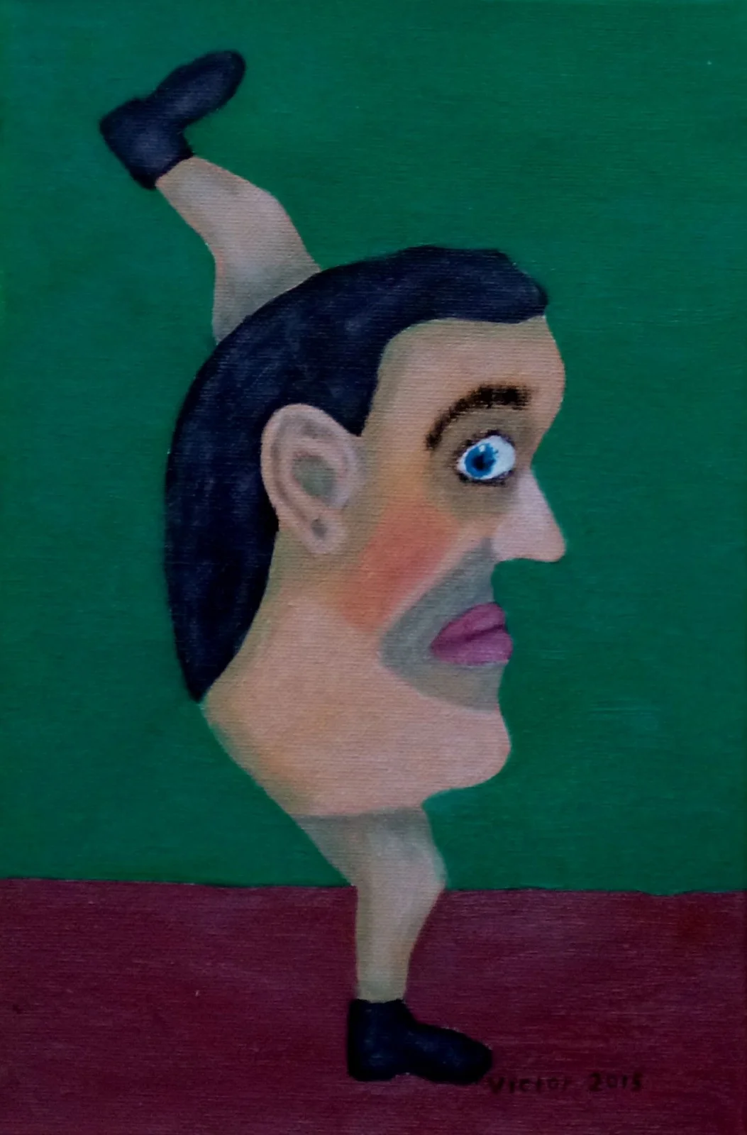 Oljemålning Morgongymnastik av Ragnar Jungell