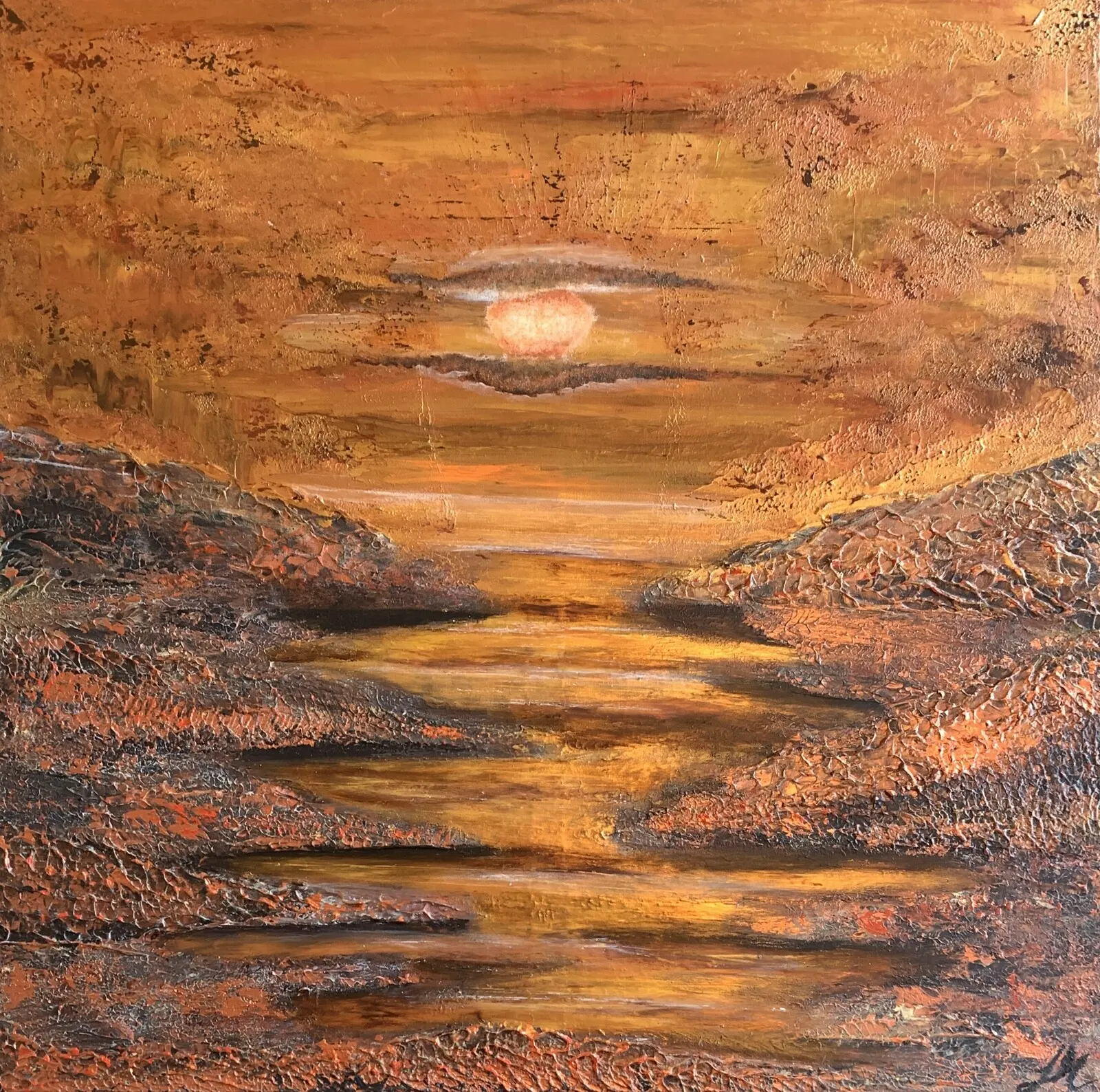 Akrylmålning Golden light av Johanna Mångelin