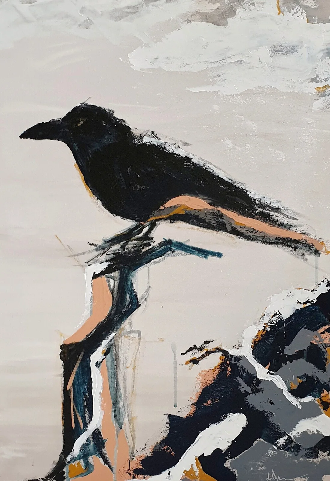 Akrylmålning Korpen av Linda Melchander