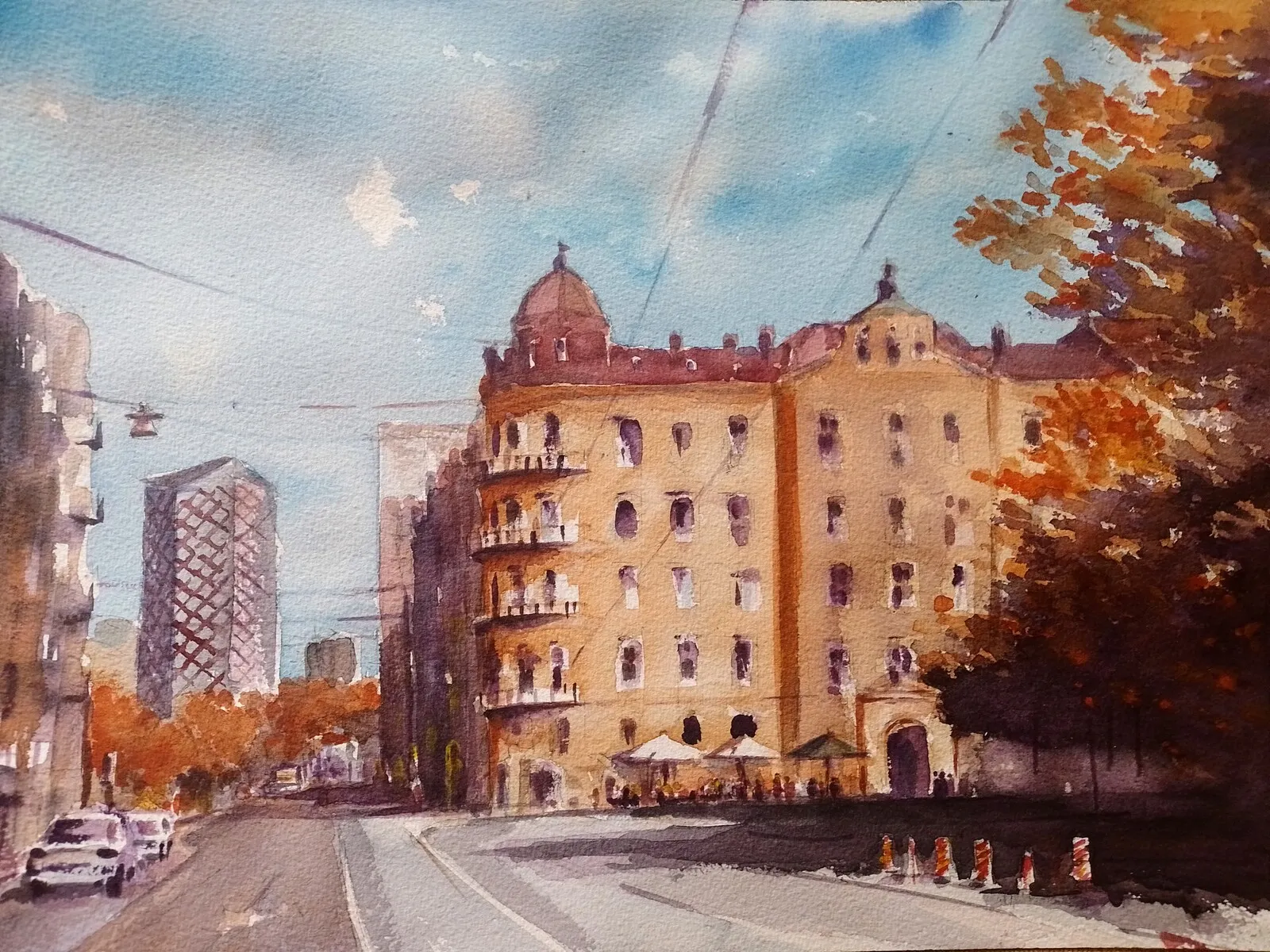 Akvarell Hösten i Göteborg av Jugoslav Pavic
