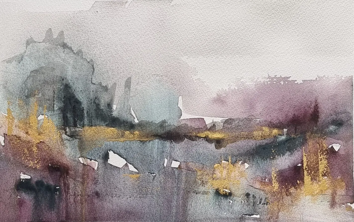 Akvarell Regntunga skyar.. av Åsa Edlund