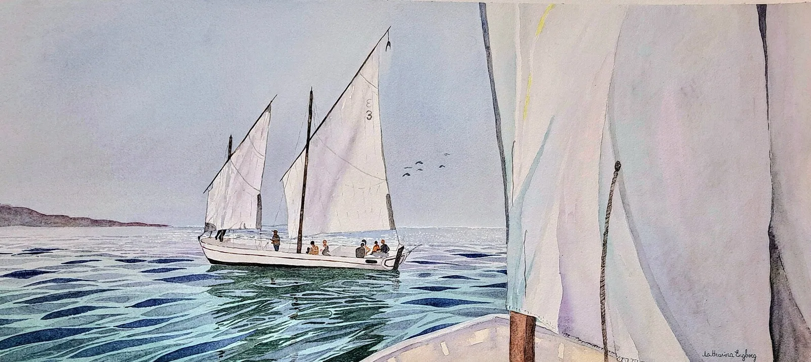 Akvarell Karlskrona skärgård av Catharina Engberg