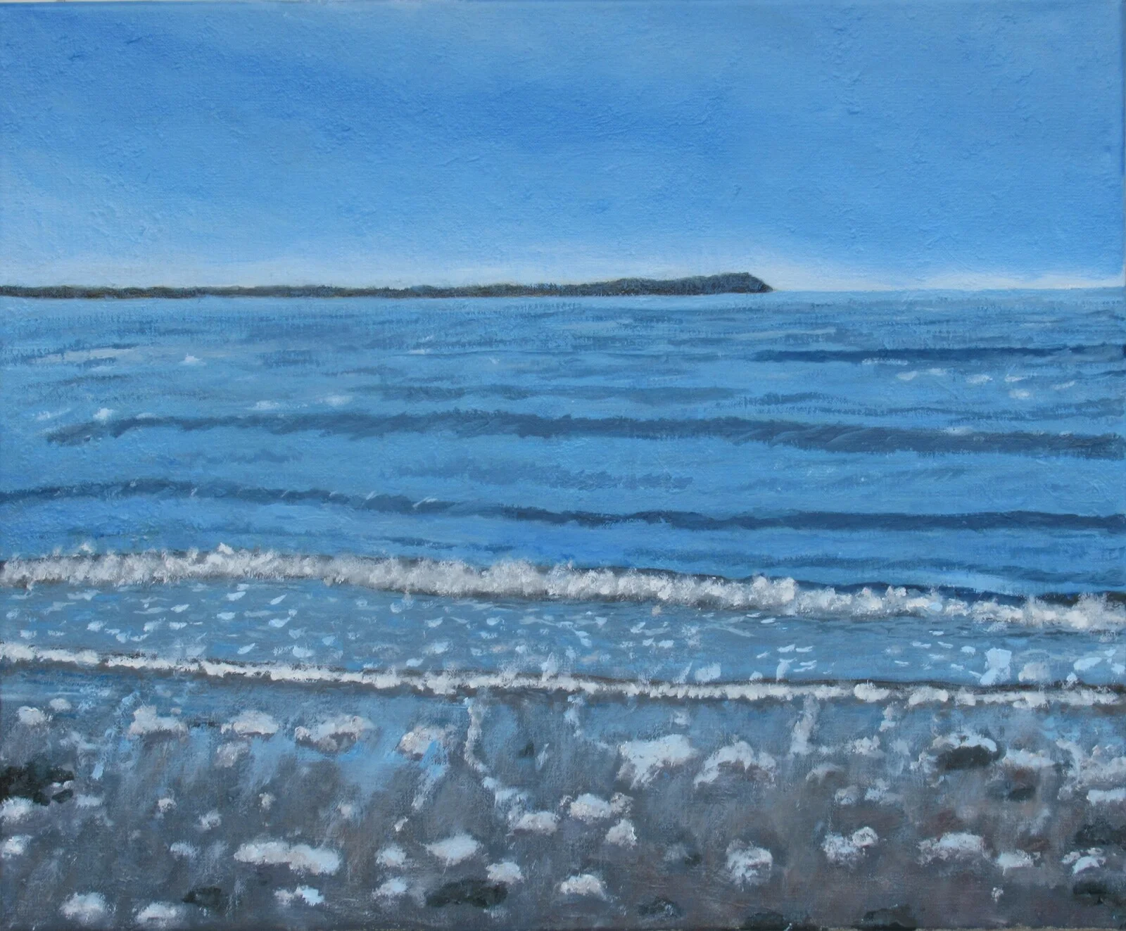 Oljemålning Stranden efter sormen av Karl-Erik Svensson