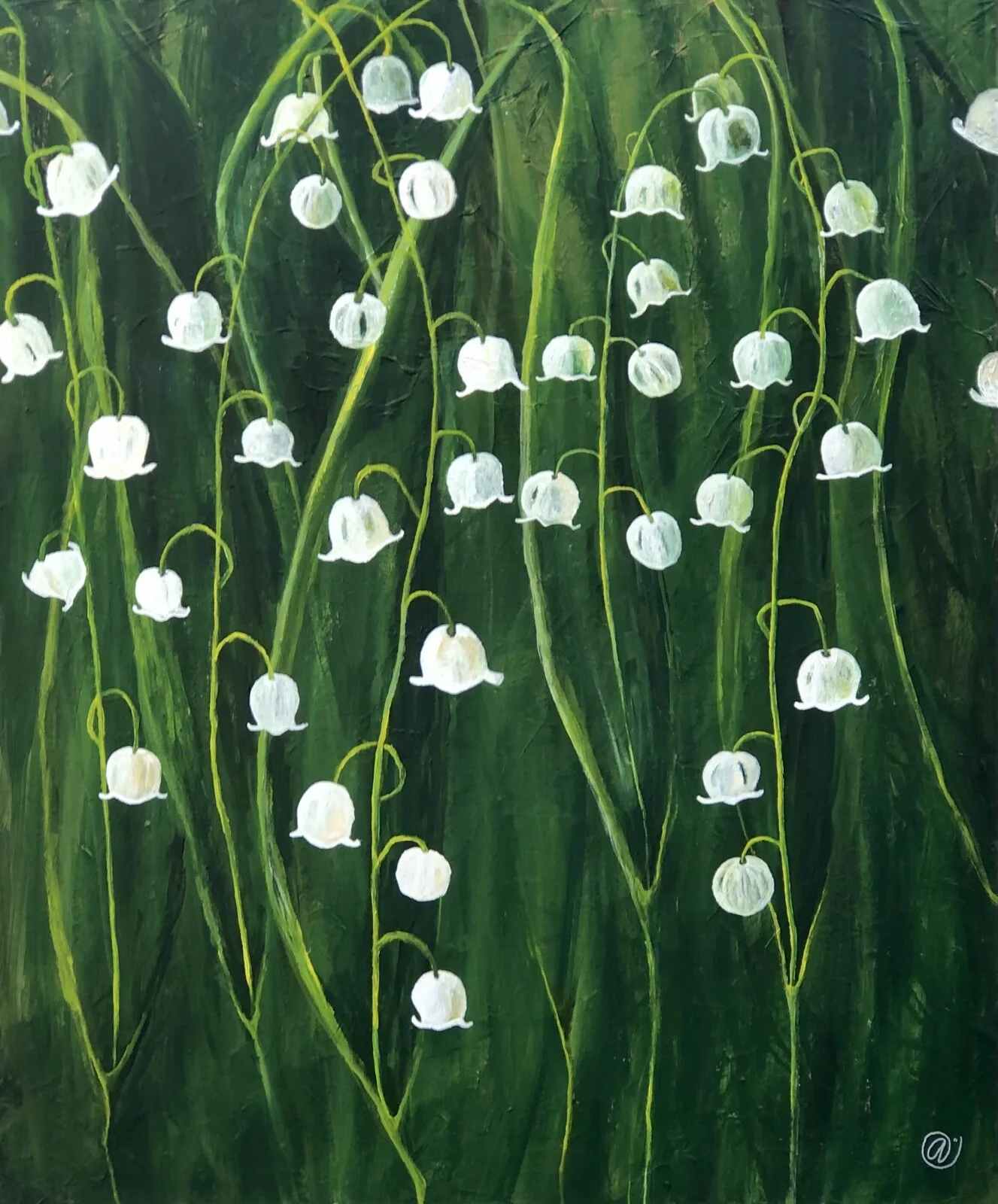 Akrylmålning Lilies of the Valley - 11.000:- av Annette Landin