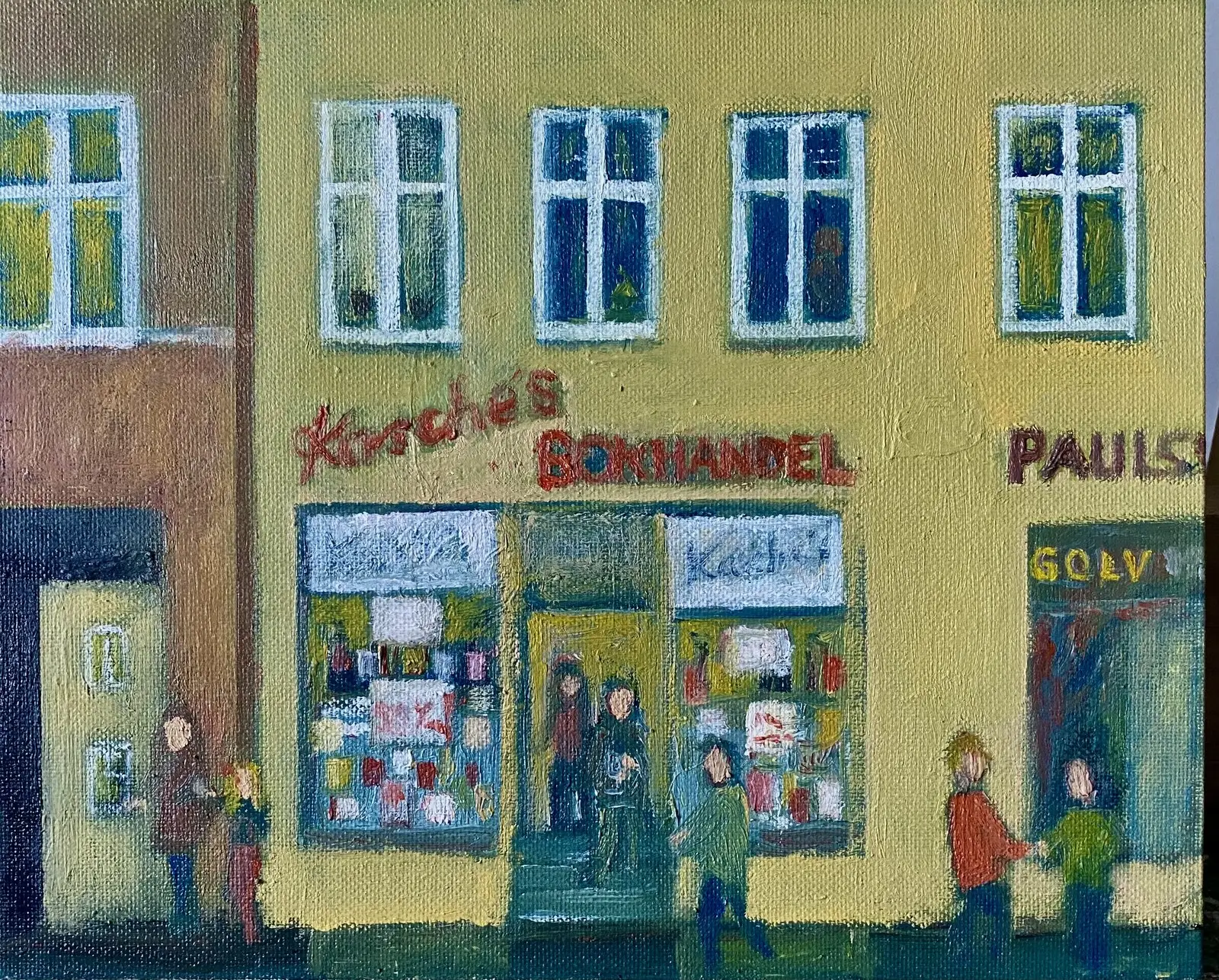 Oljemålning Kasches bokhandel Katrineholm av Jan-Olof Larsson