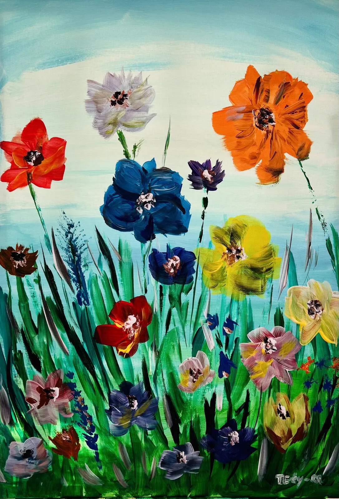 Akrylmålning Summer meadow av Tetyana Uhlin