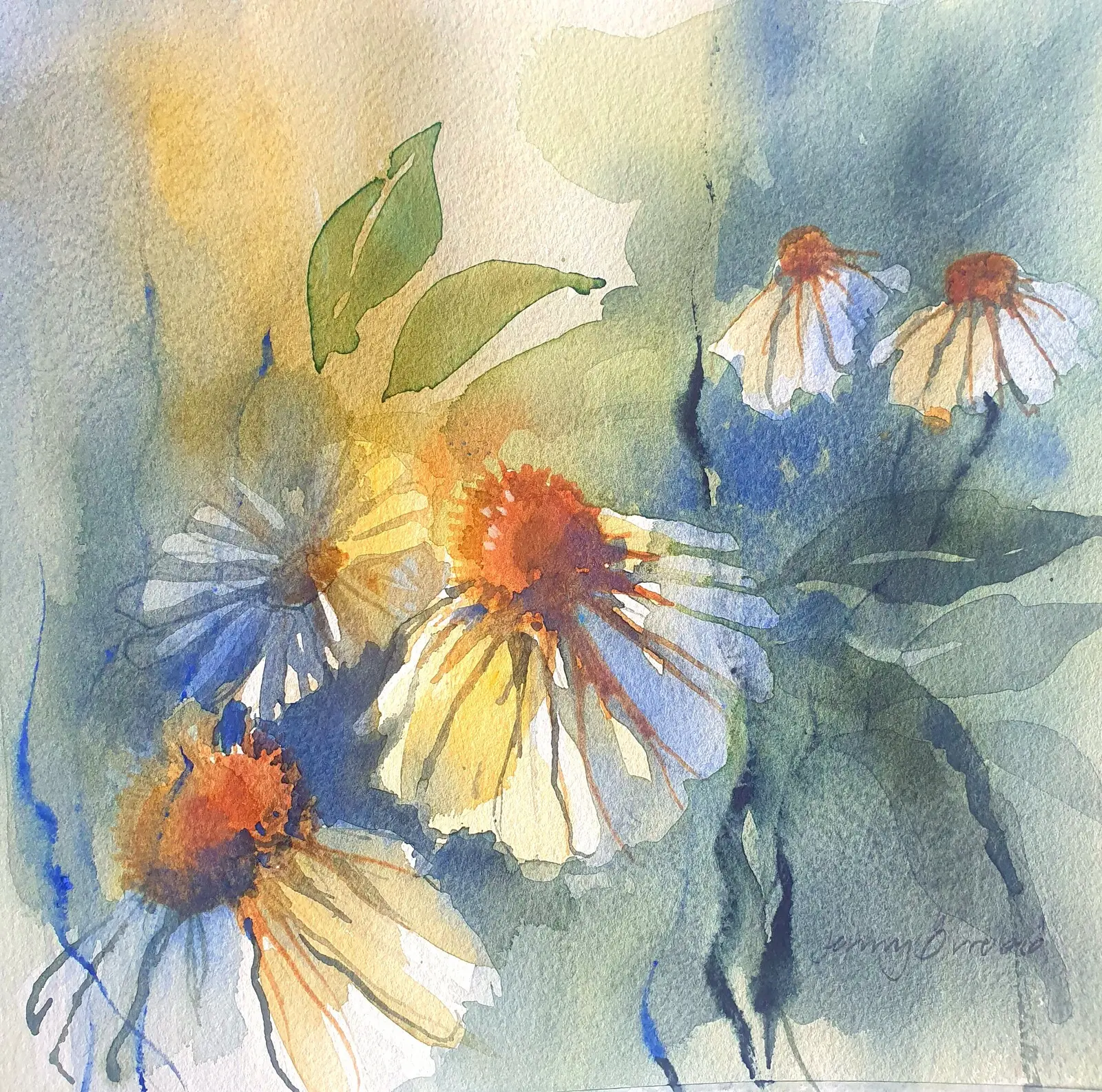 Akvarell Blomster av Jenny Övrebö