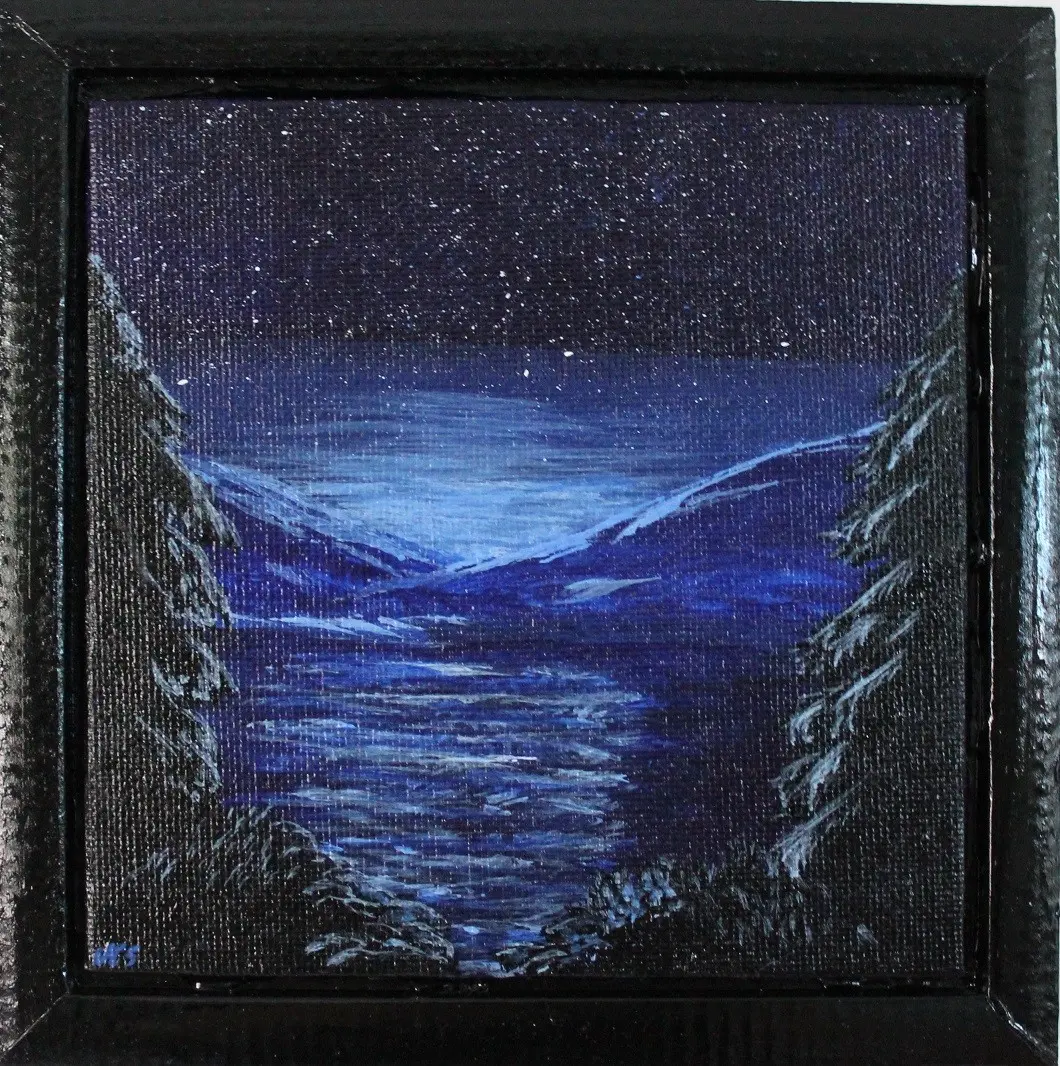 Akrylmålning Vintermotiv av Nina Söderström