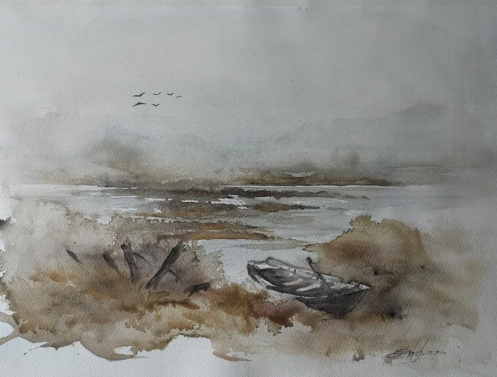 Akvarell Oktoberdis. av Erling Bergfors