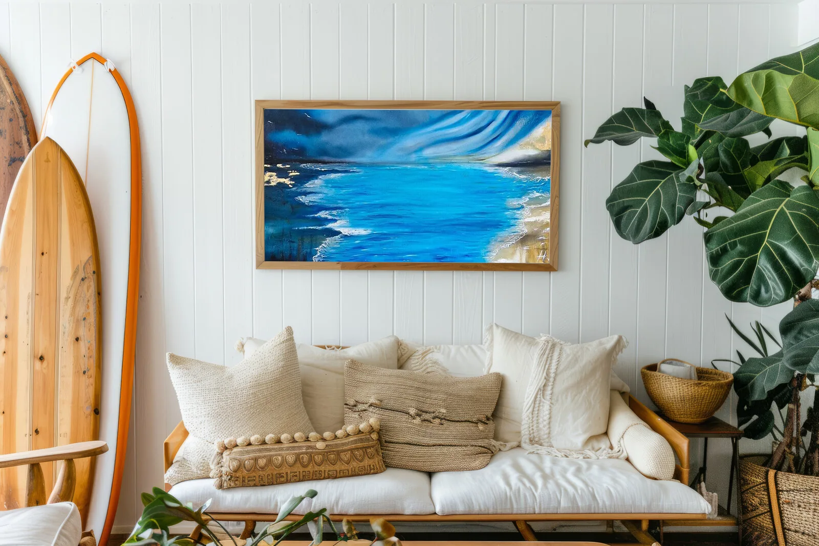 Oljemålning "Every breaking wave" 80x40 oil on canvas av Prislla Pattuzzo
