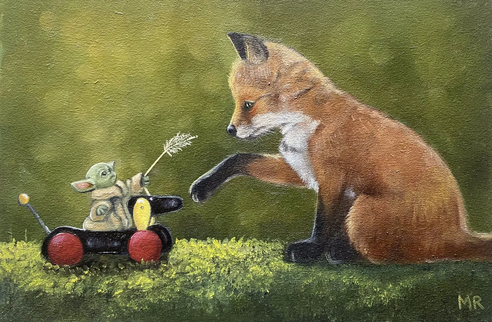 Oljemålning Ett oväntat möte av Maria Rundgren