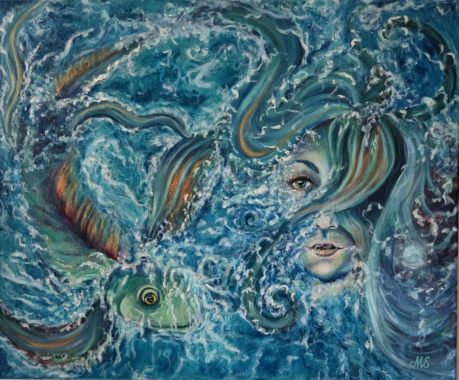 Akrylmålning Beneath the surface av Malin Eklund