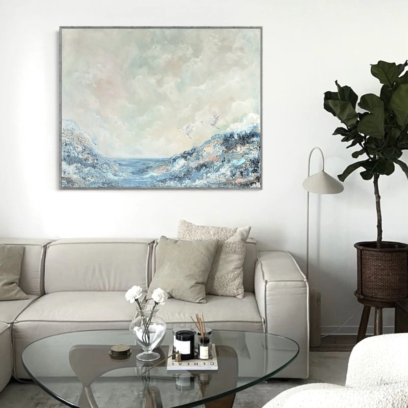 Flying swans blue clouds av Artbymiss.j