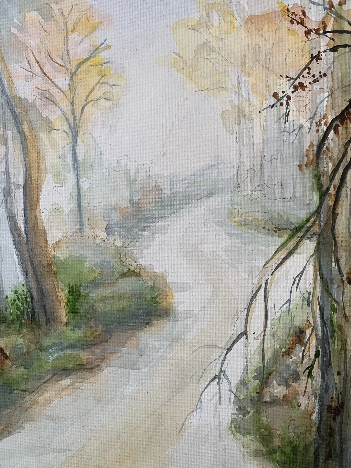 Akvarell Autumn road av Carlyle Minnaar