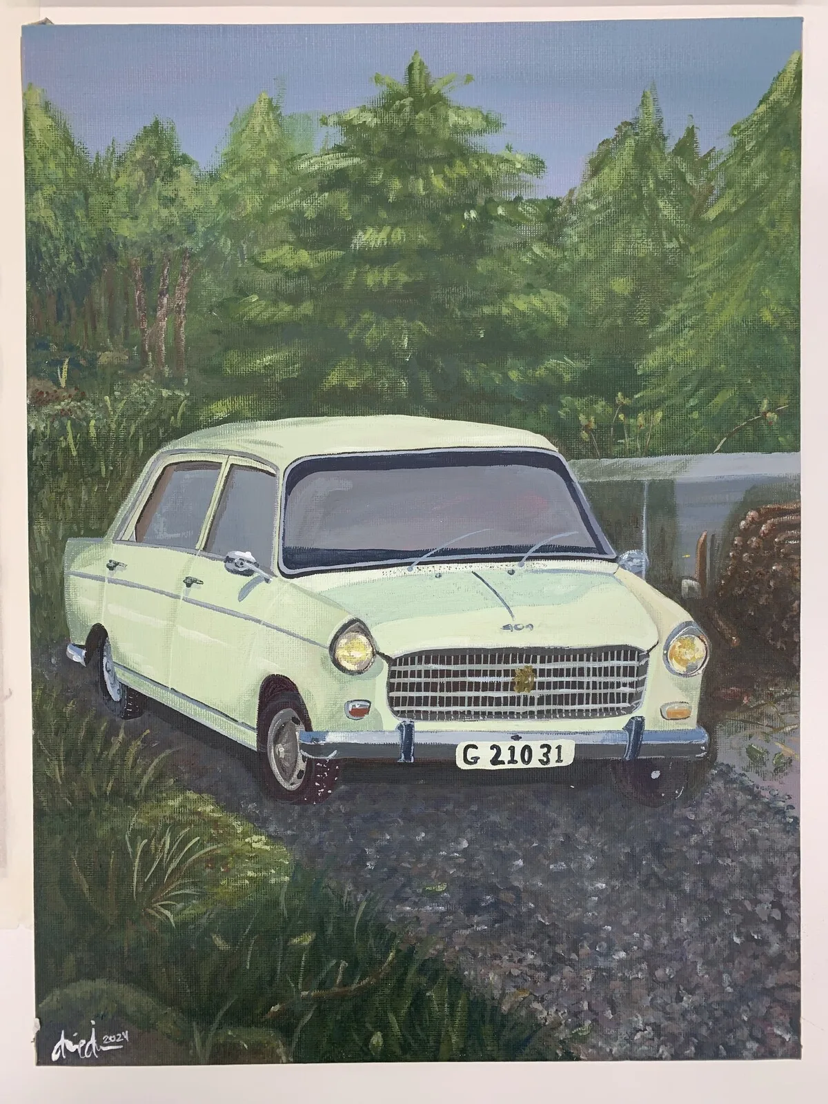 Akrylmålning Nostalgisk bil av Annie Åkesson