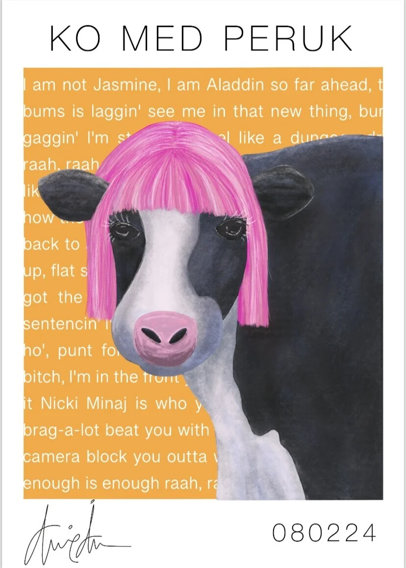 Ko med peruk orange av Annie Åkesson