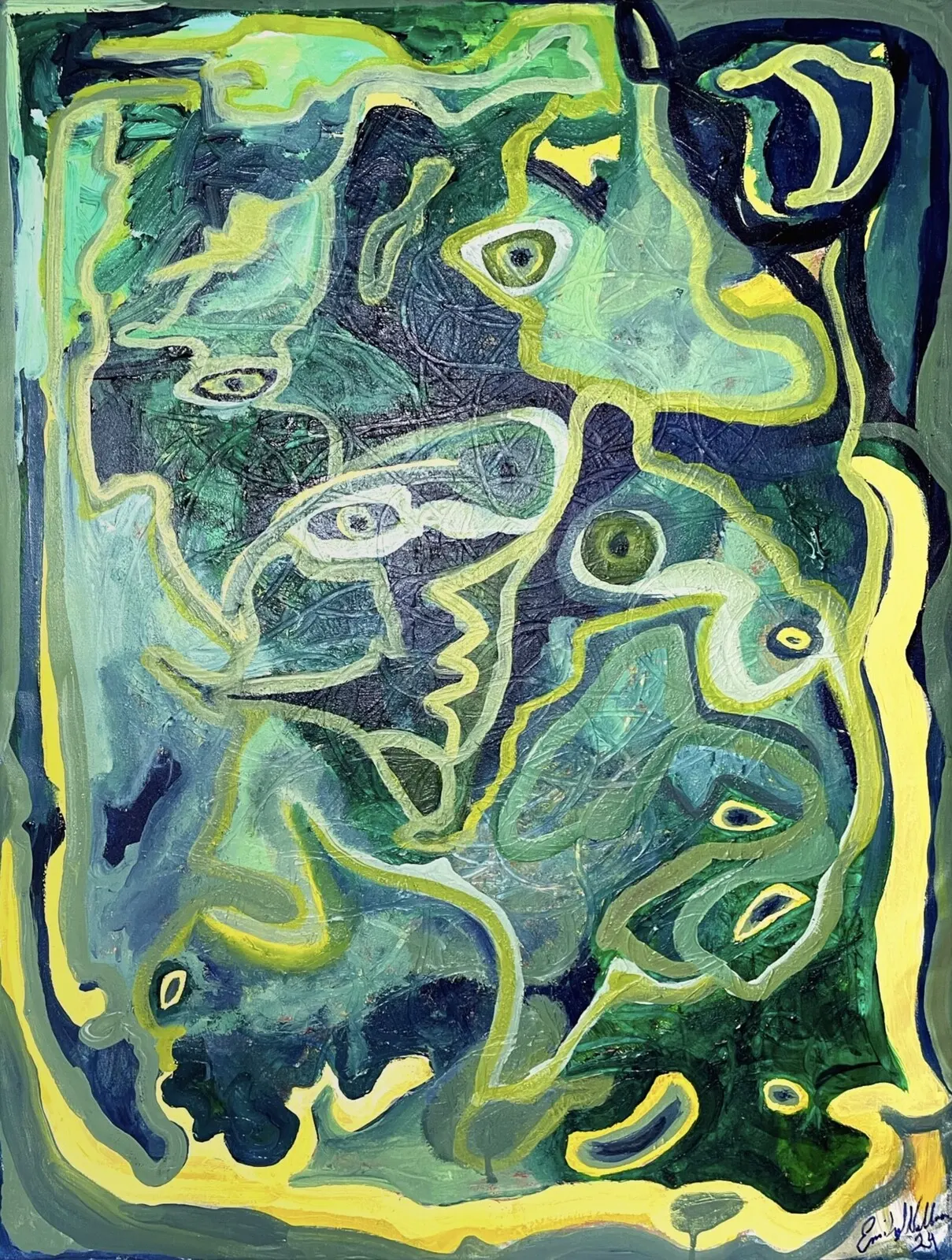 Akrylmålning Kintsugi av Emily Wallace