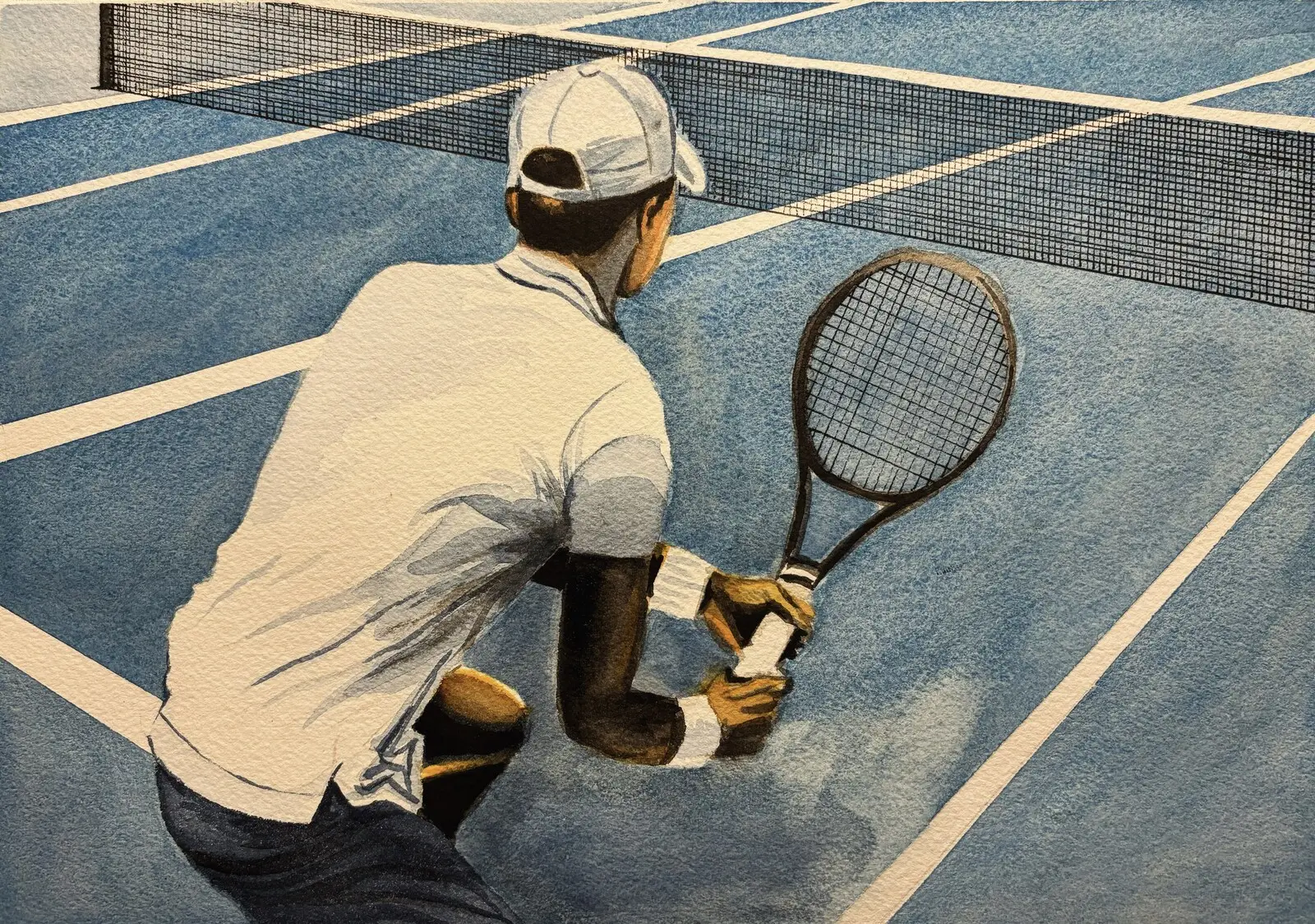 Akvarell Tennis av Johan Stridh