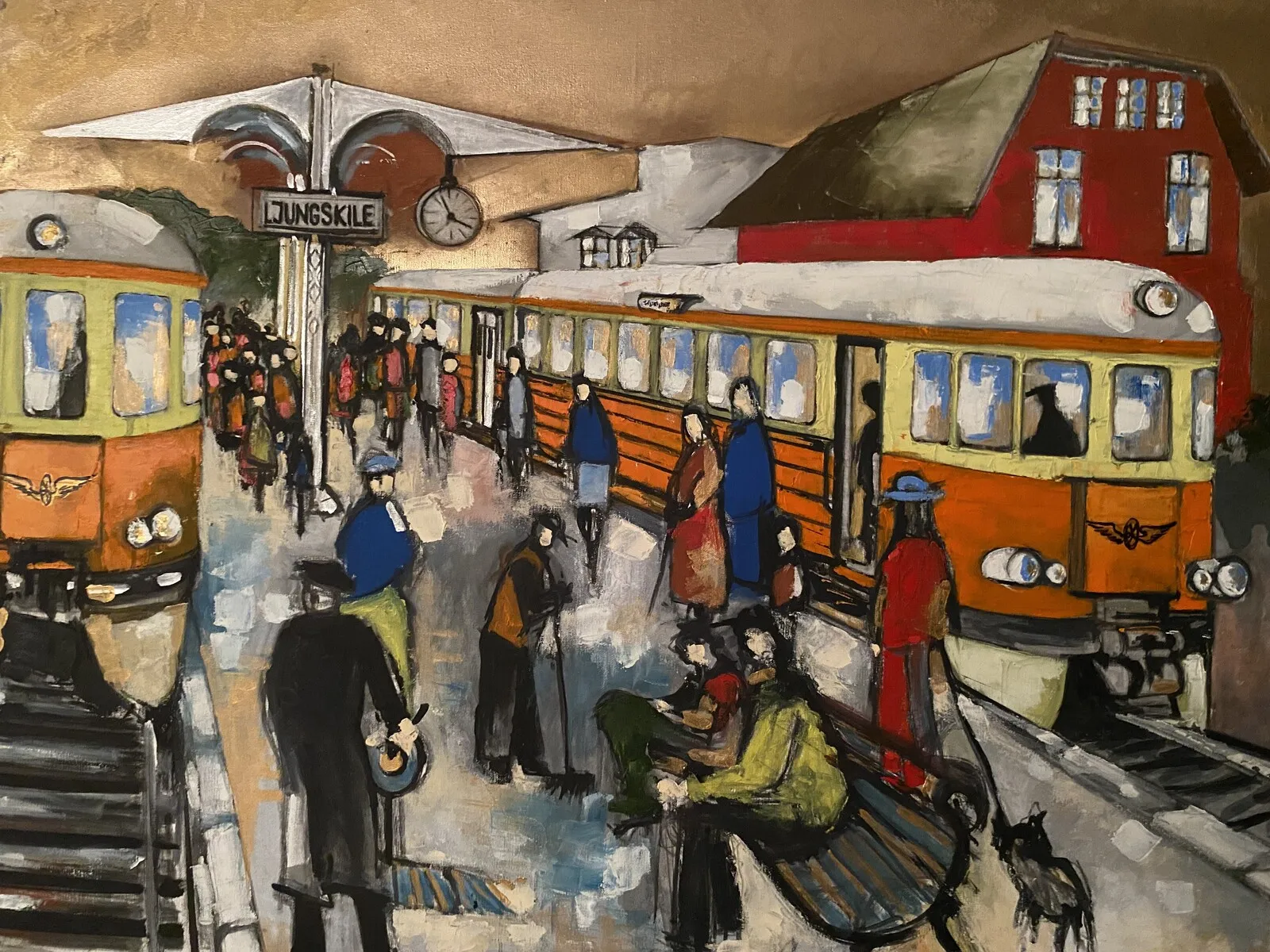 Oljemålning Tågstation Ljungskile av Eugen Anghel