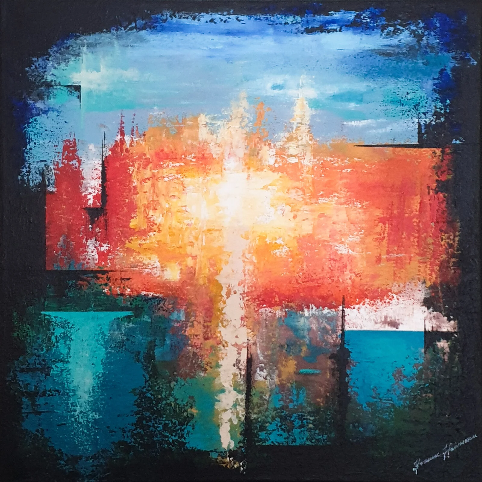 Akrylmålning Havsbrand av Yvonne Halvarsson