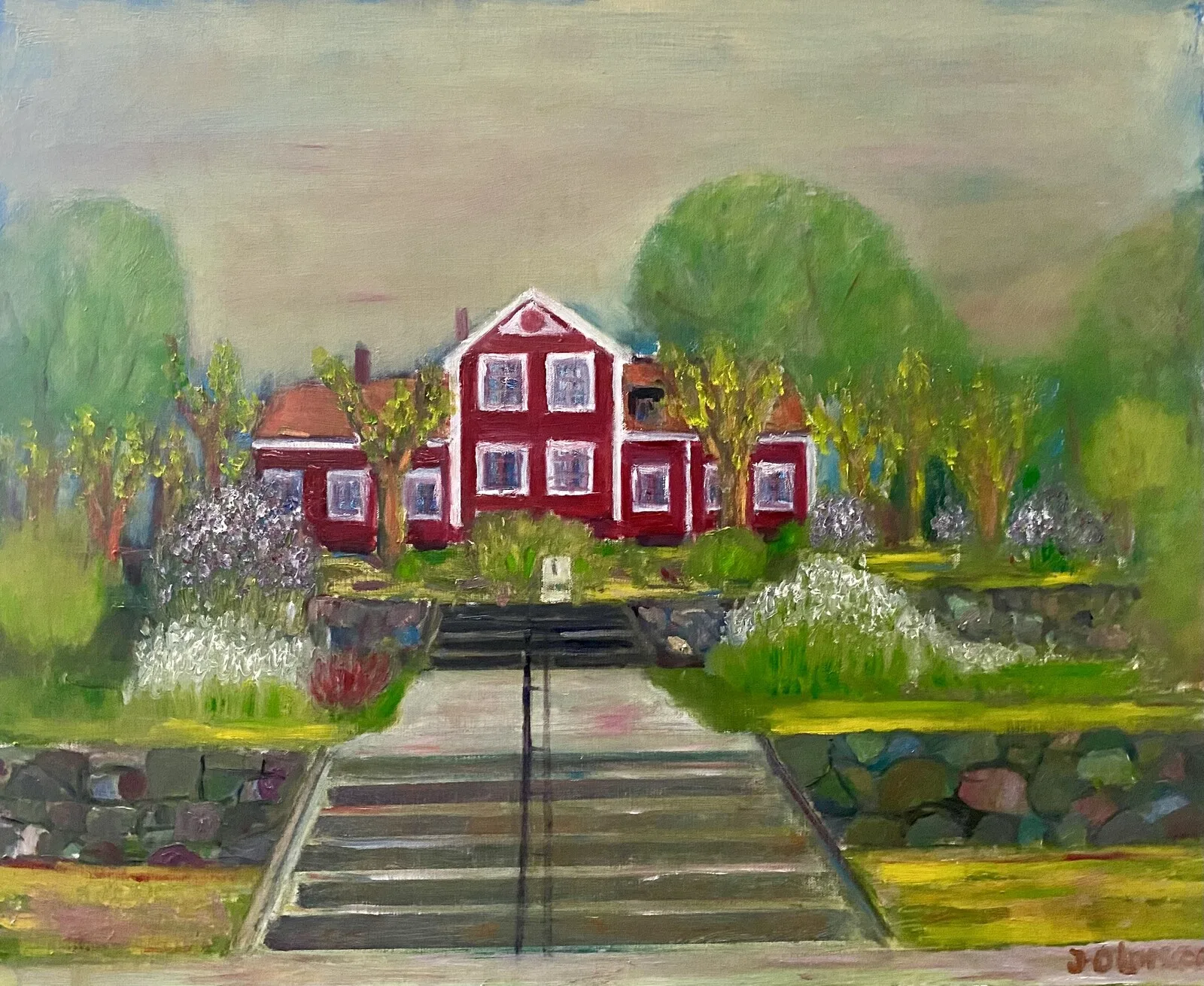 Oljemålning Farsta gård av Jan-Olof Larsson