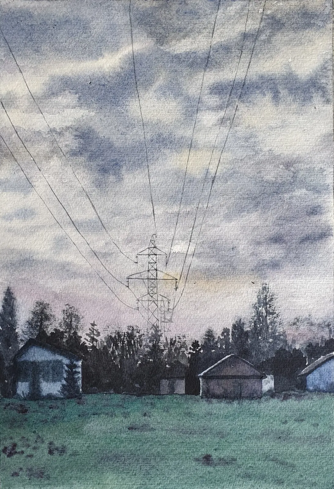 Akvarell Suburbs av Jakub Maliborski