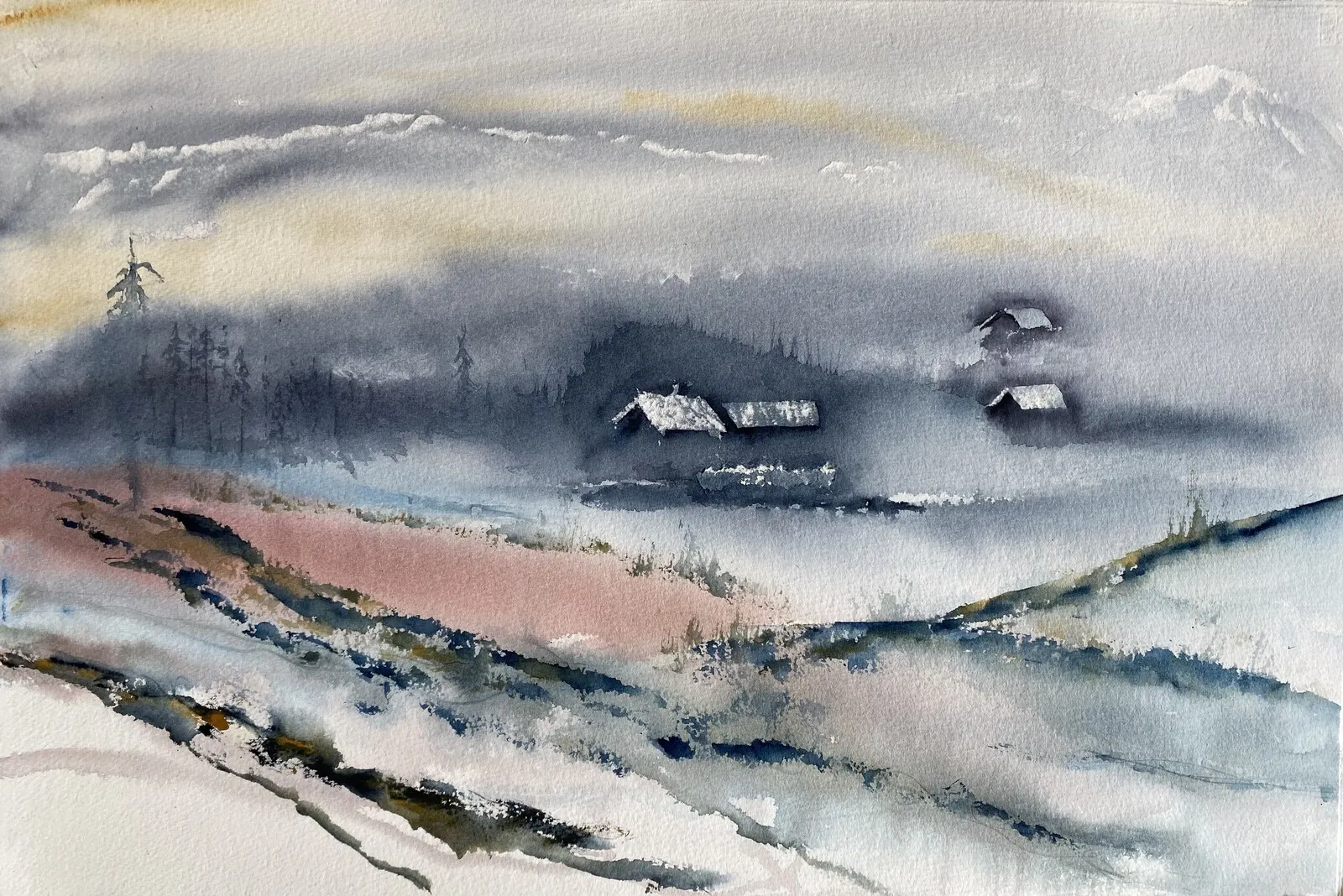 Akvarell Vårvinter av Margareta Mattsson