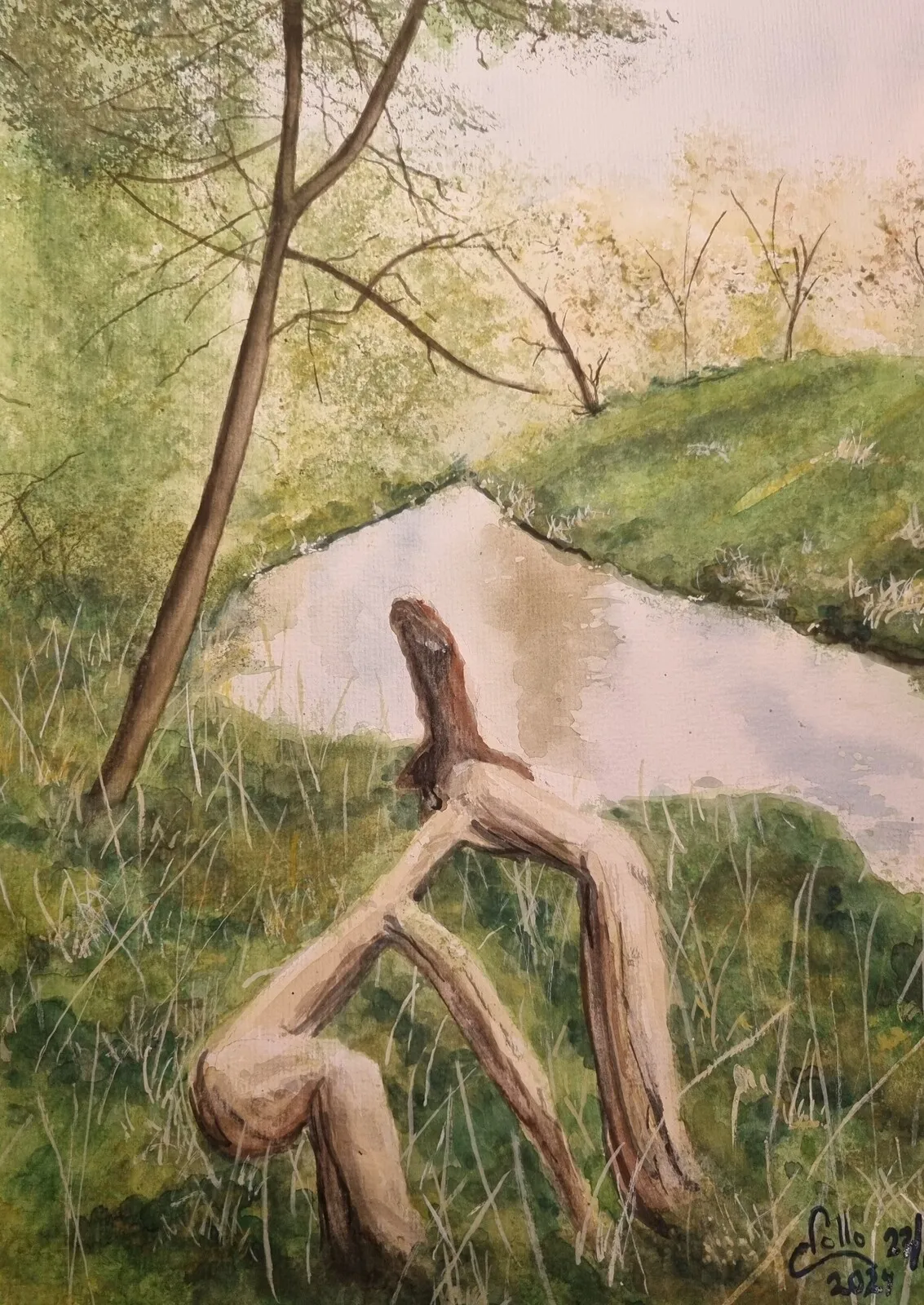 Råå-ån tidig vår av Louise Lindehoff