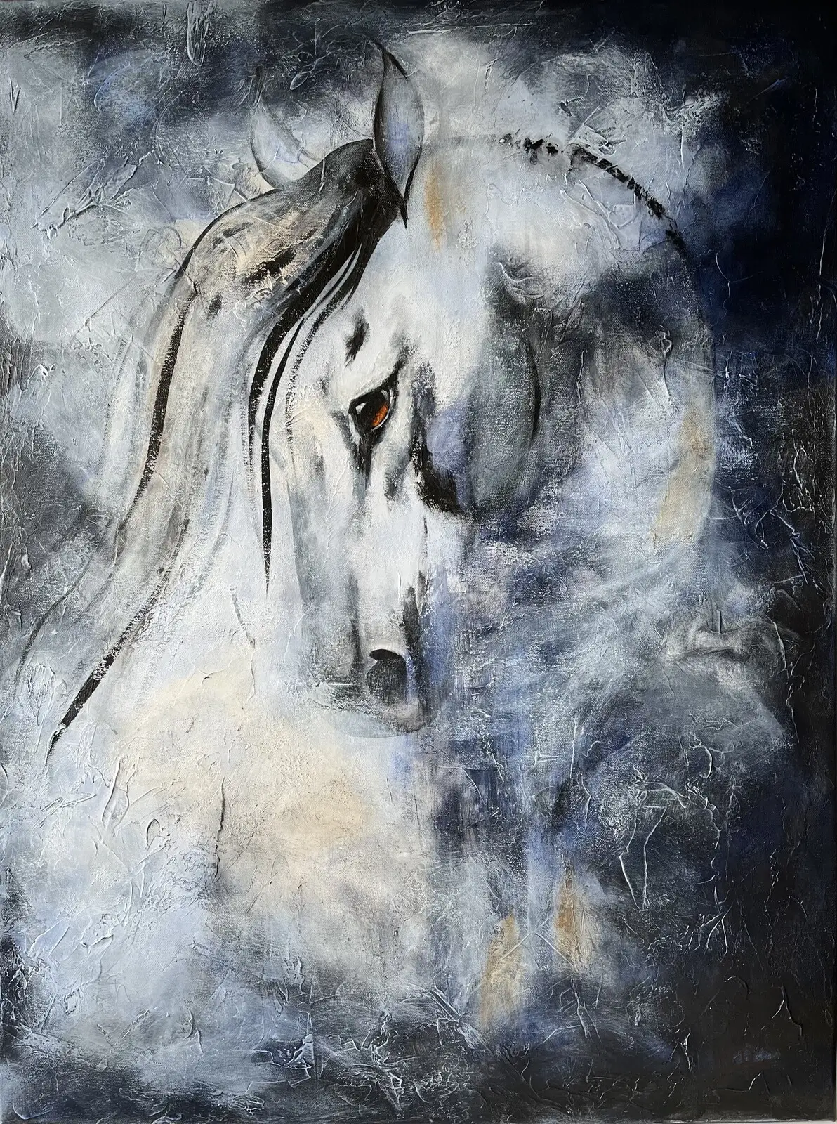 Akrylmålning Wild horse av Helena Renérius