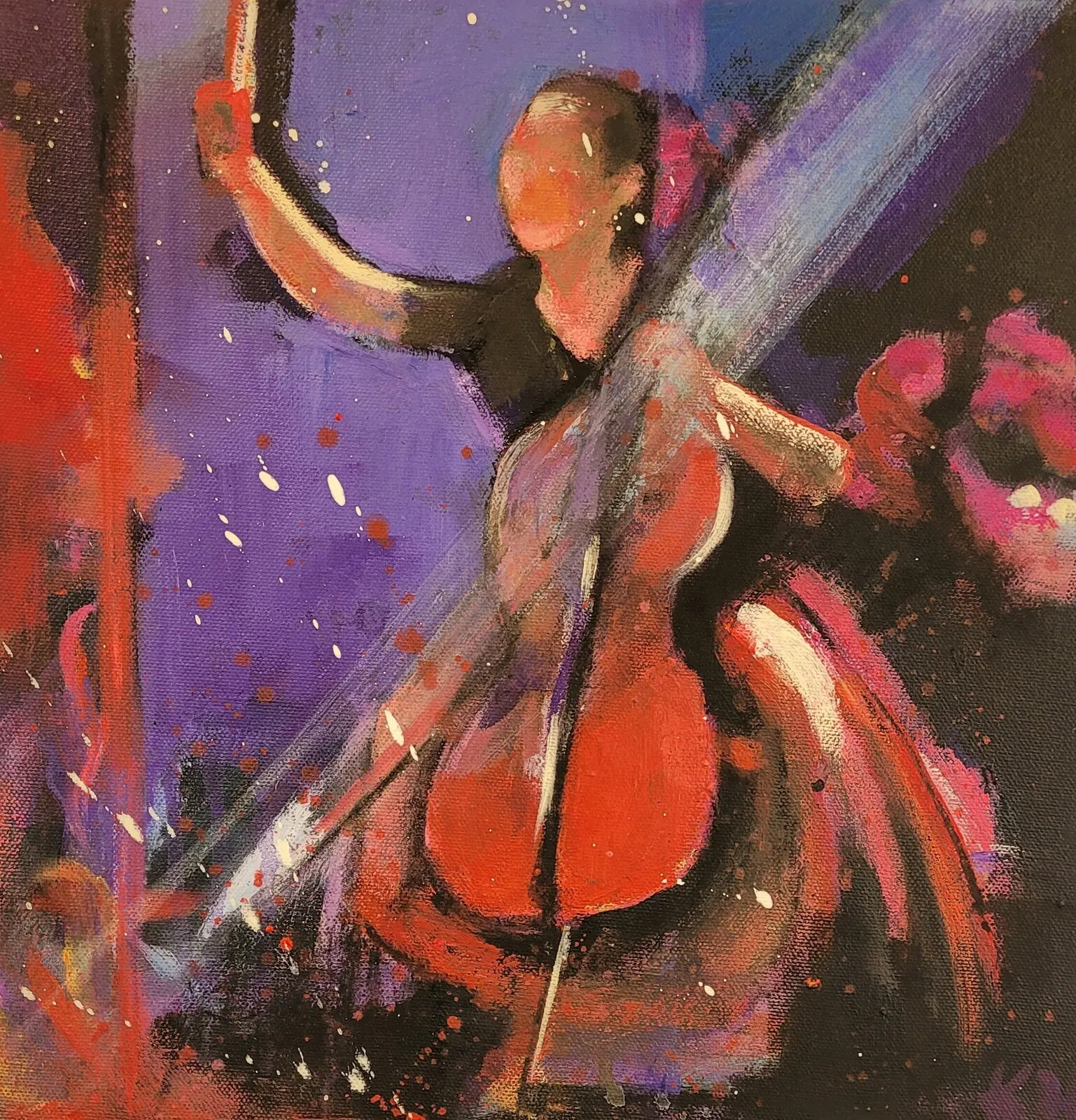 Akrylmålning Cello-solo av Kicki Widén