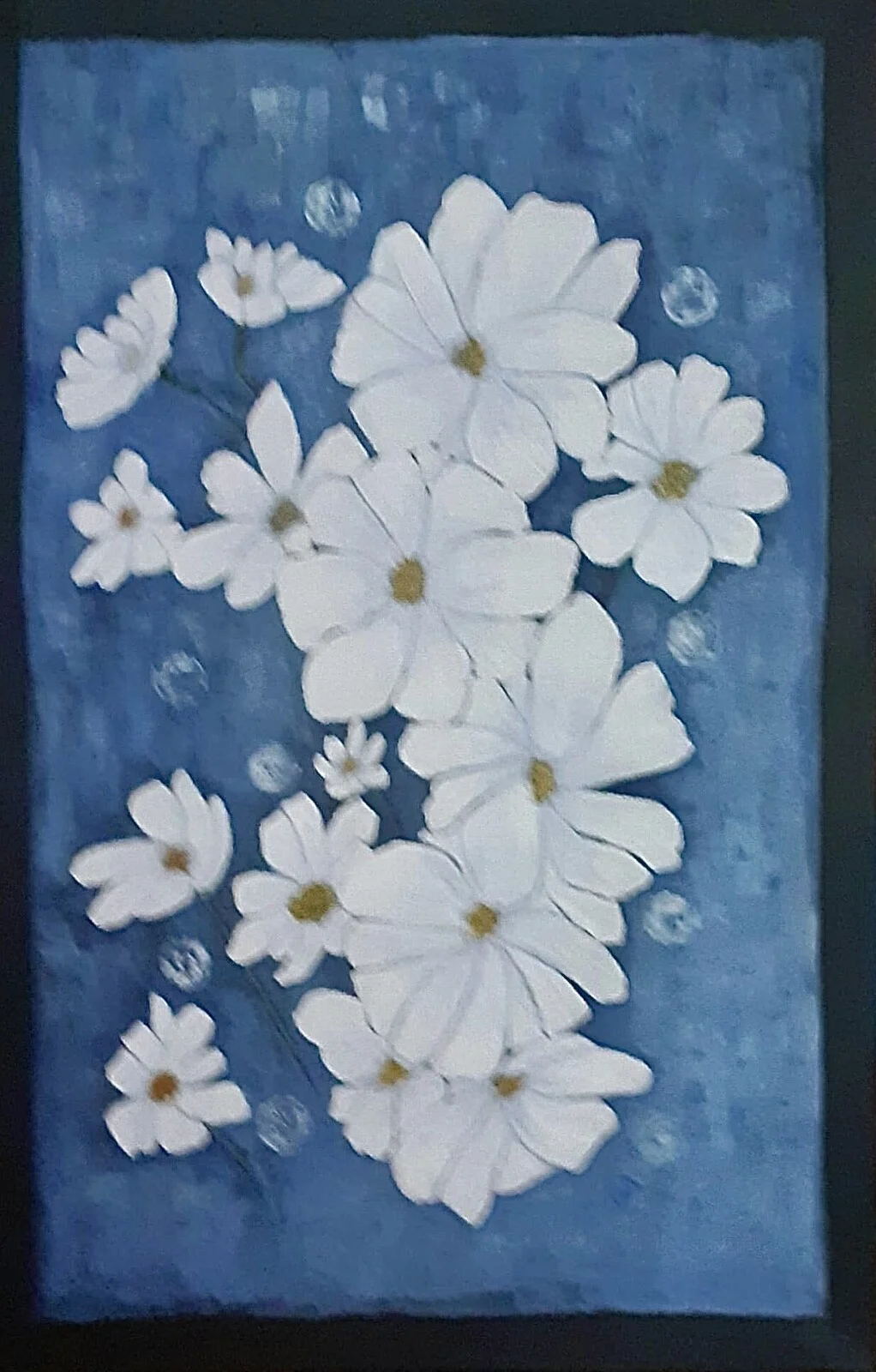 Oljemålning Vit rosenskära av Gunilla Abrahamsson