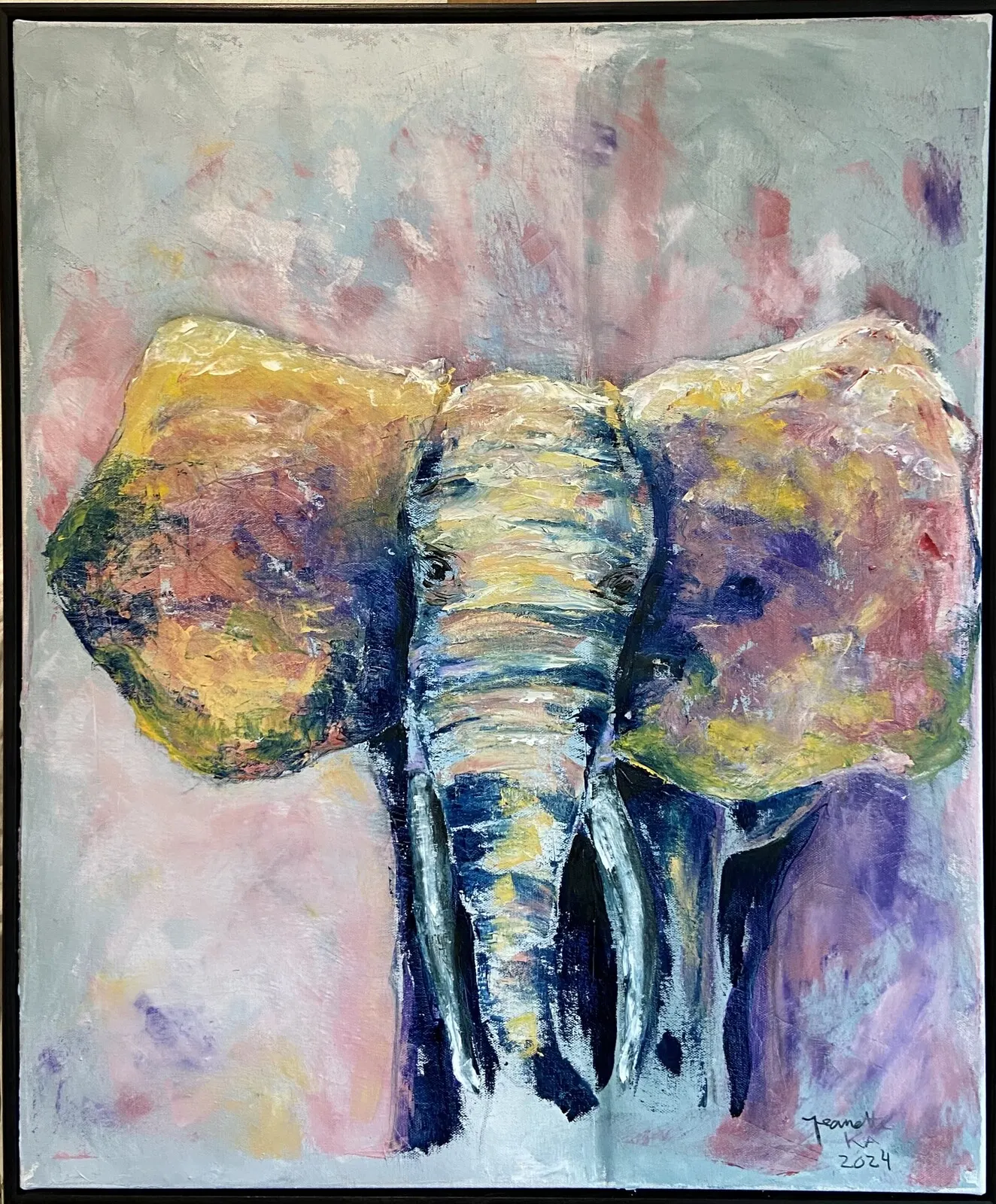 Oljemålning The elephant2 av Jeanette Krantz Adner