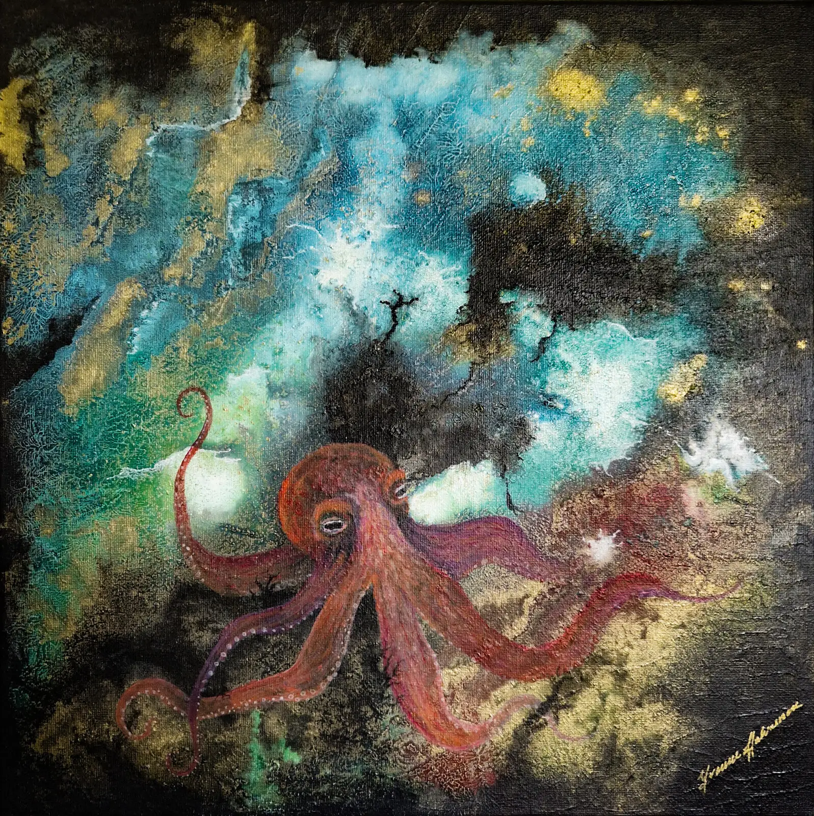 Akrylmålning Hubert av Yvonne Halvarsson