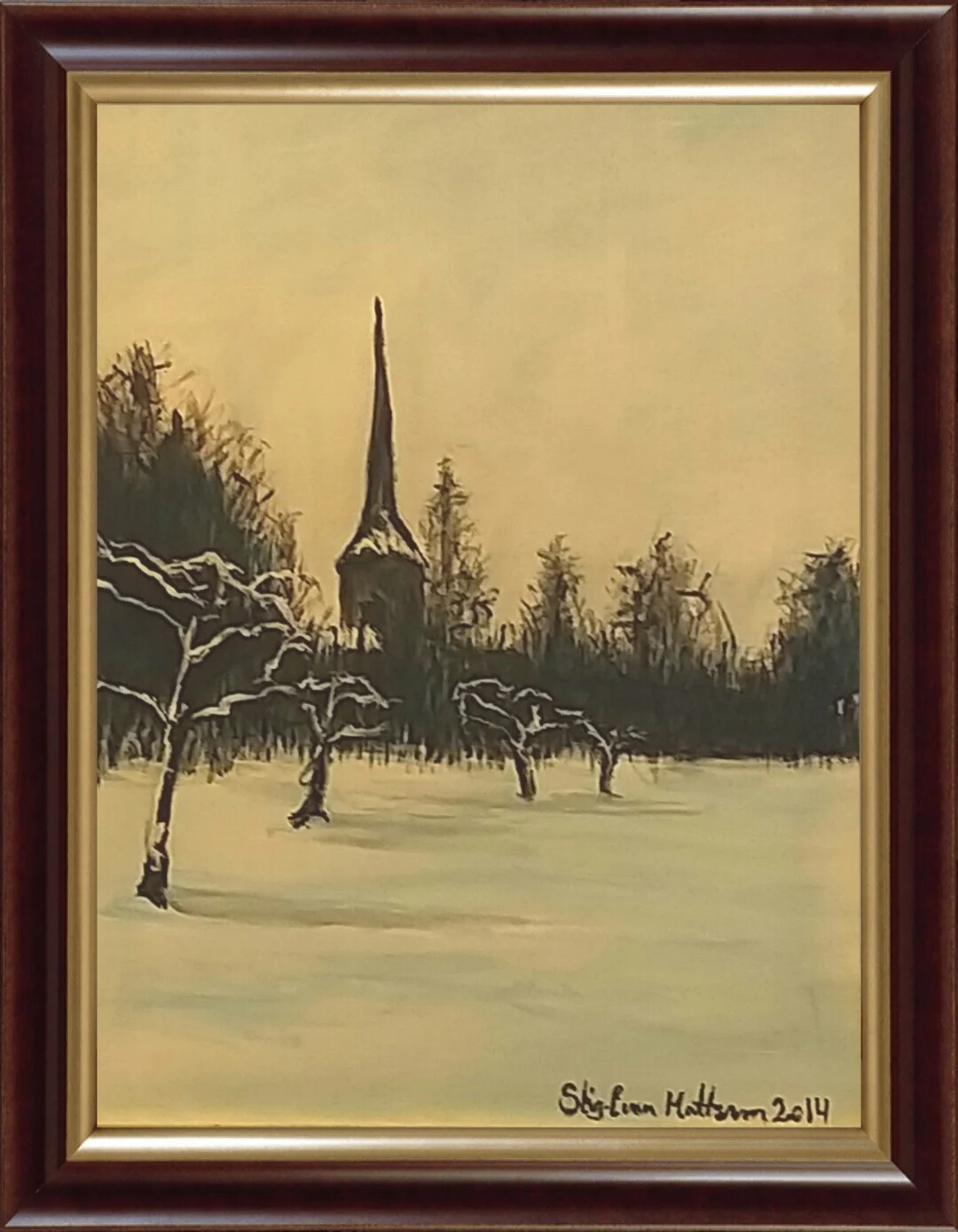 Oljemålning Öster Haninge kyrka av Stig-Ivan Mattsson