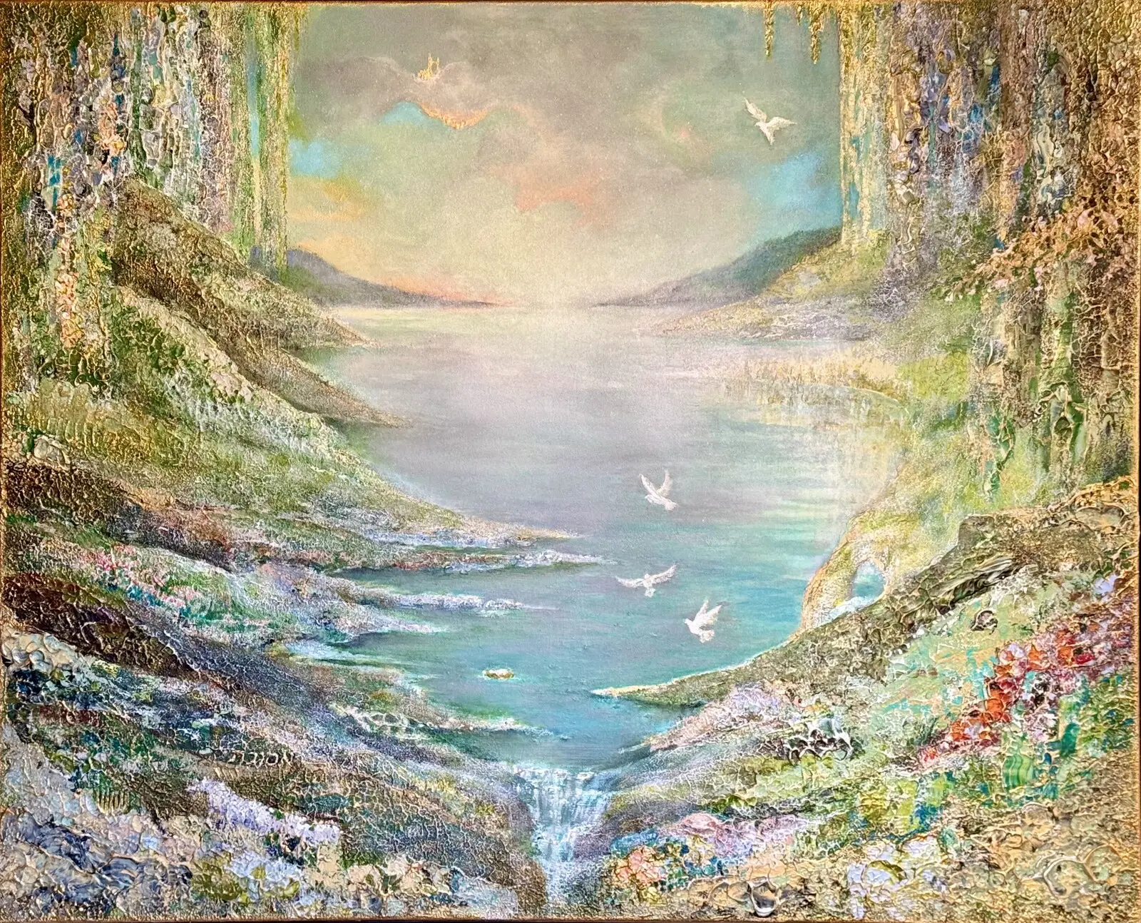 Akrylmålning Garden of Emunah av Nina Björk