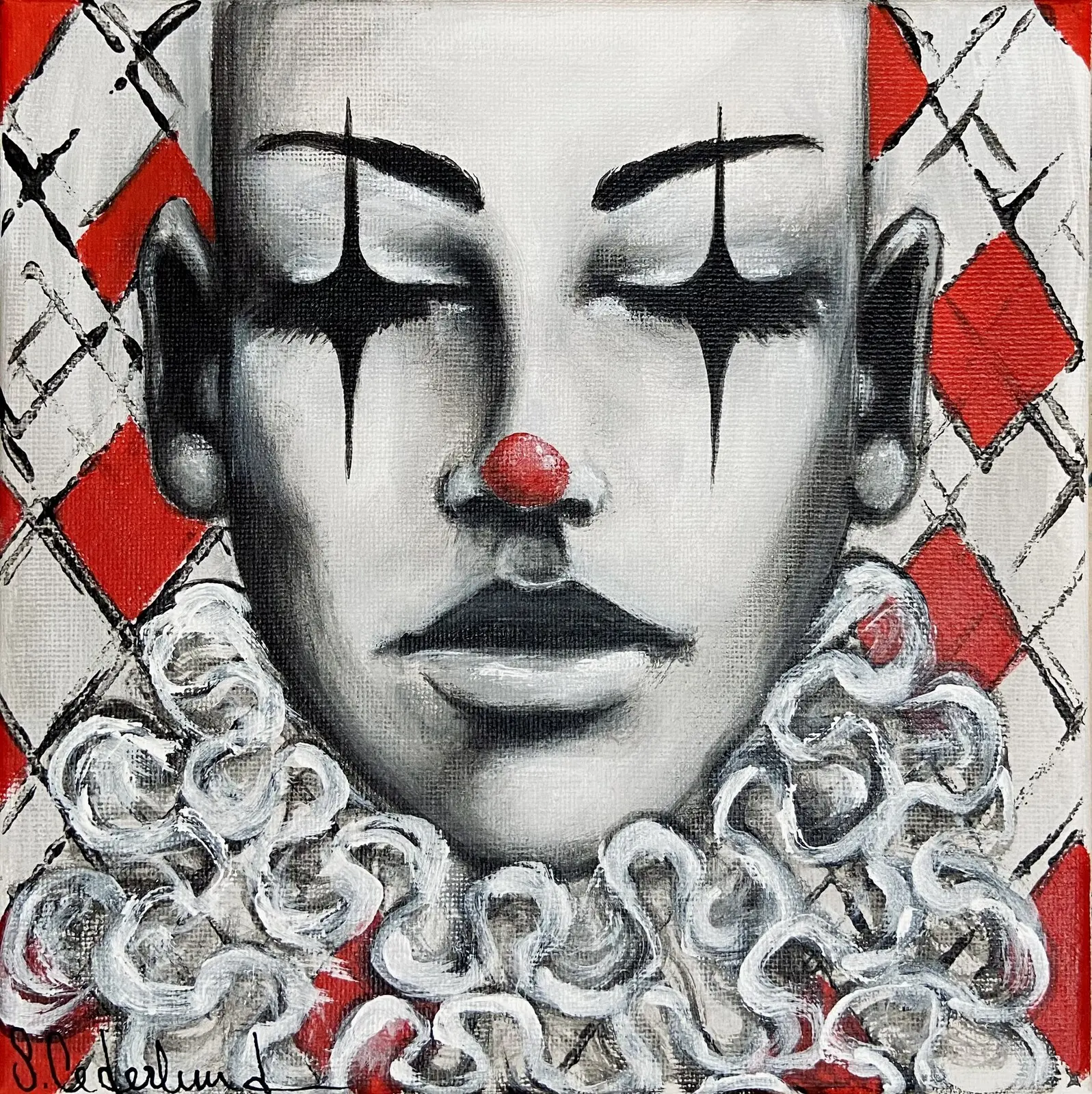 Akrylmålning A little Clownish av Susanne Cederlund