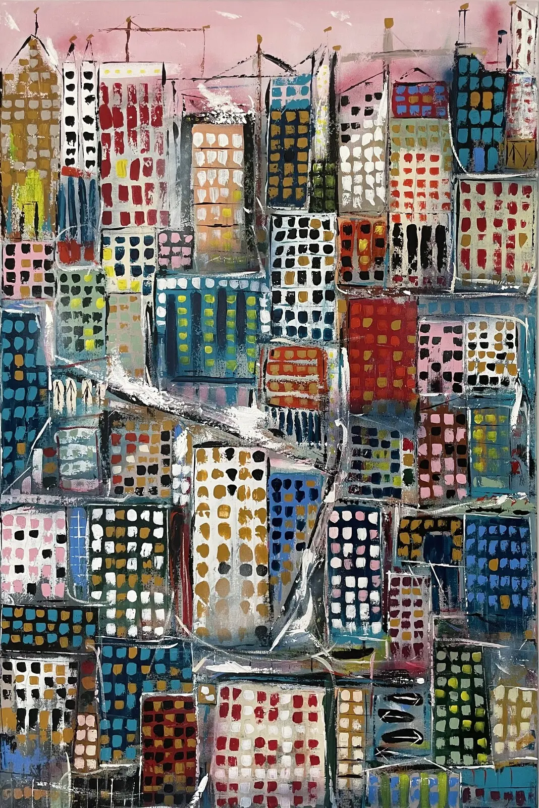 Akrylmålning Urban city life av Peter Frejeberg
